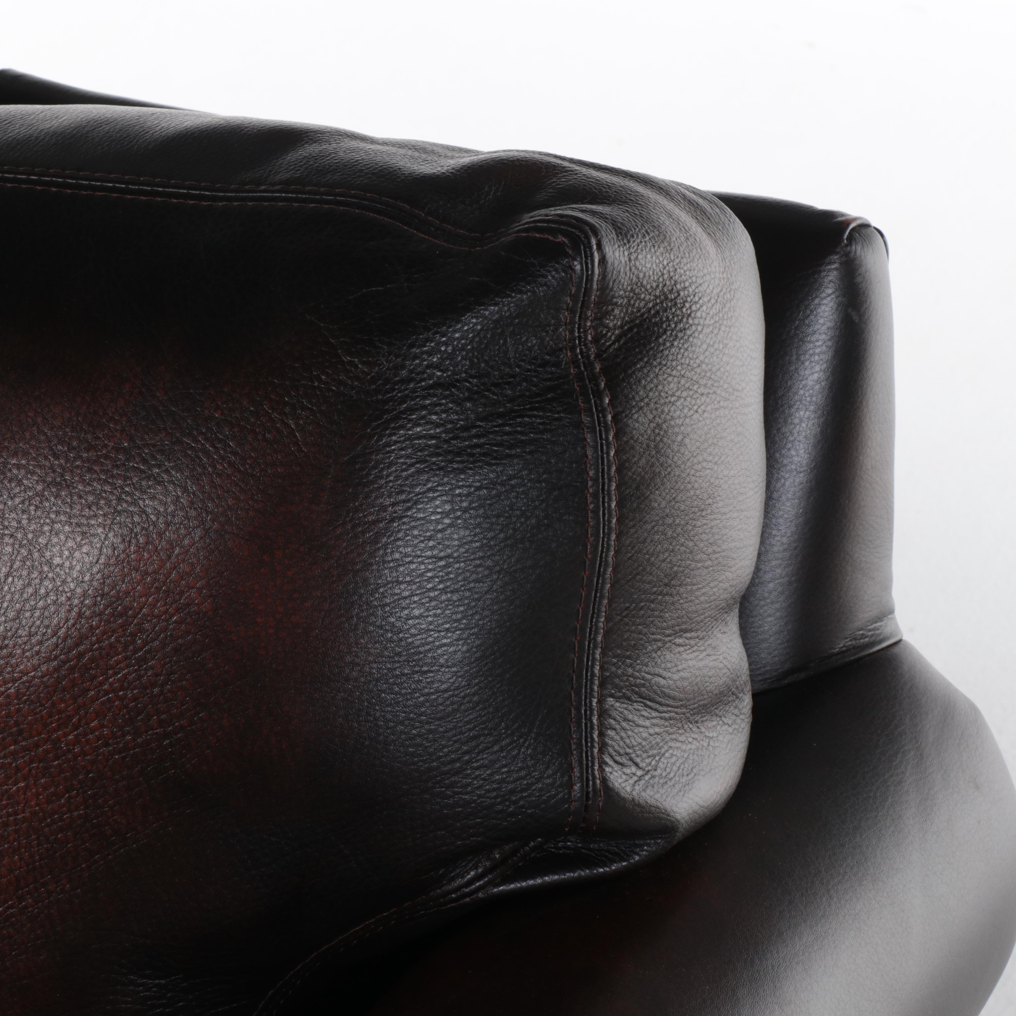 Martha Stewart for Bernhardt Leather Roll-Arm Sofa with Nailheads