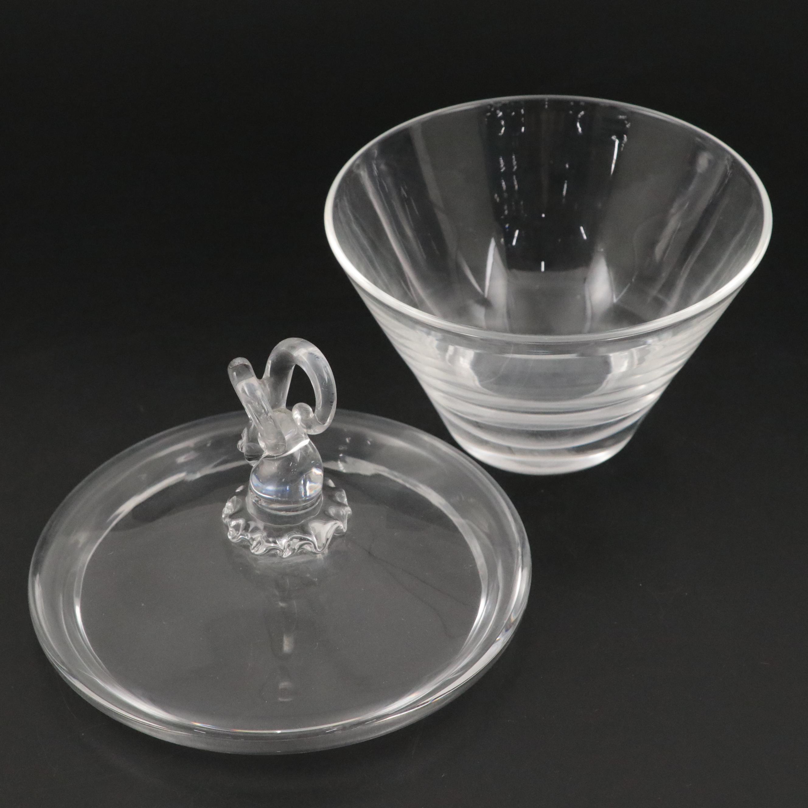 Steuben Art Glass Ram's Head Candy Dish Designed by Irene Benton