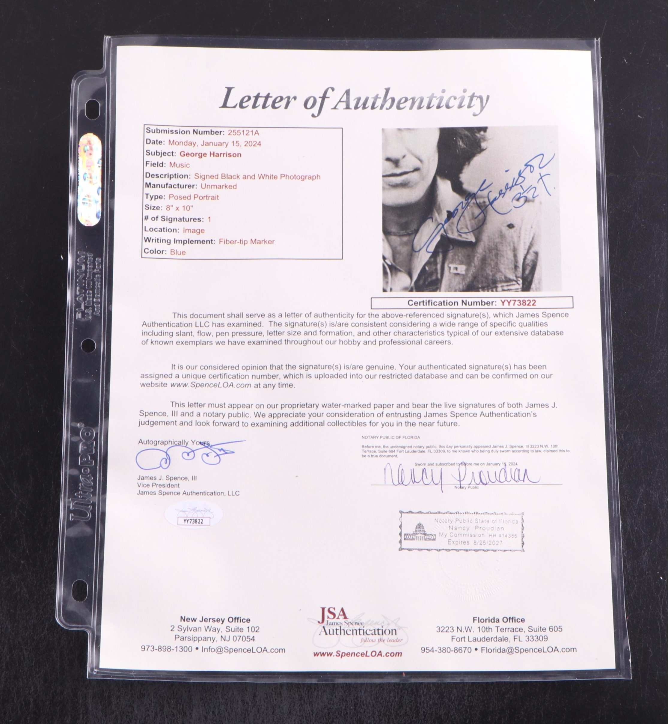 George Harrison Signed Print