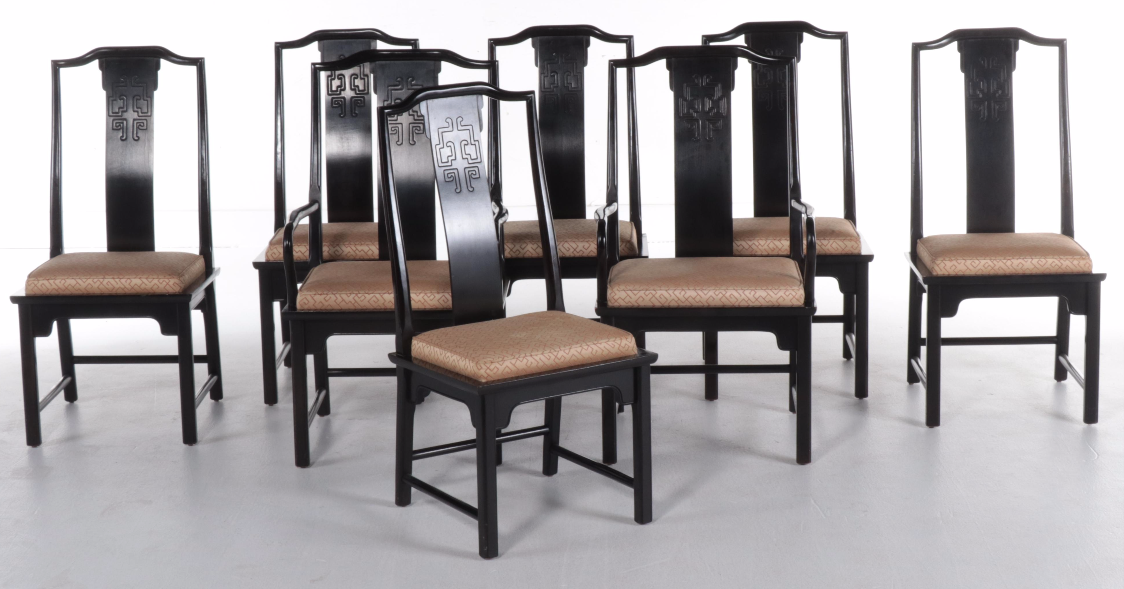 Century Furniture Chinese Style Dining Table and Eight Chairs, Late 20th C.