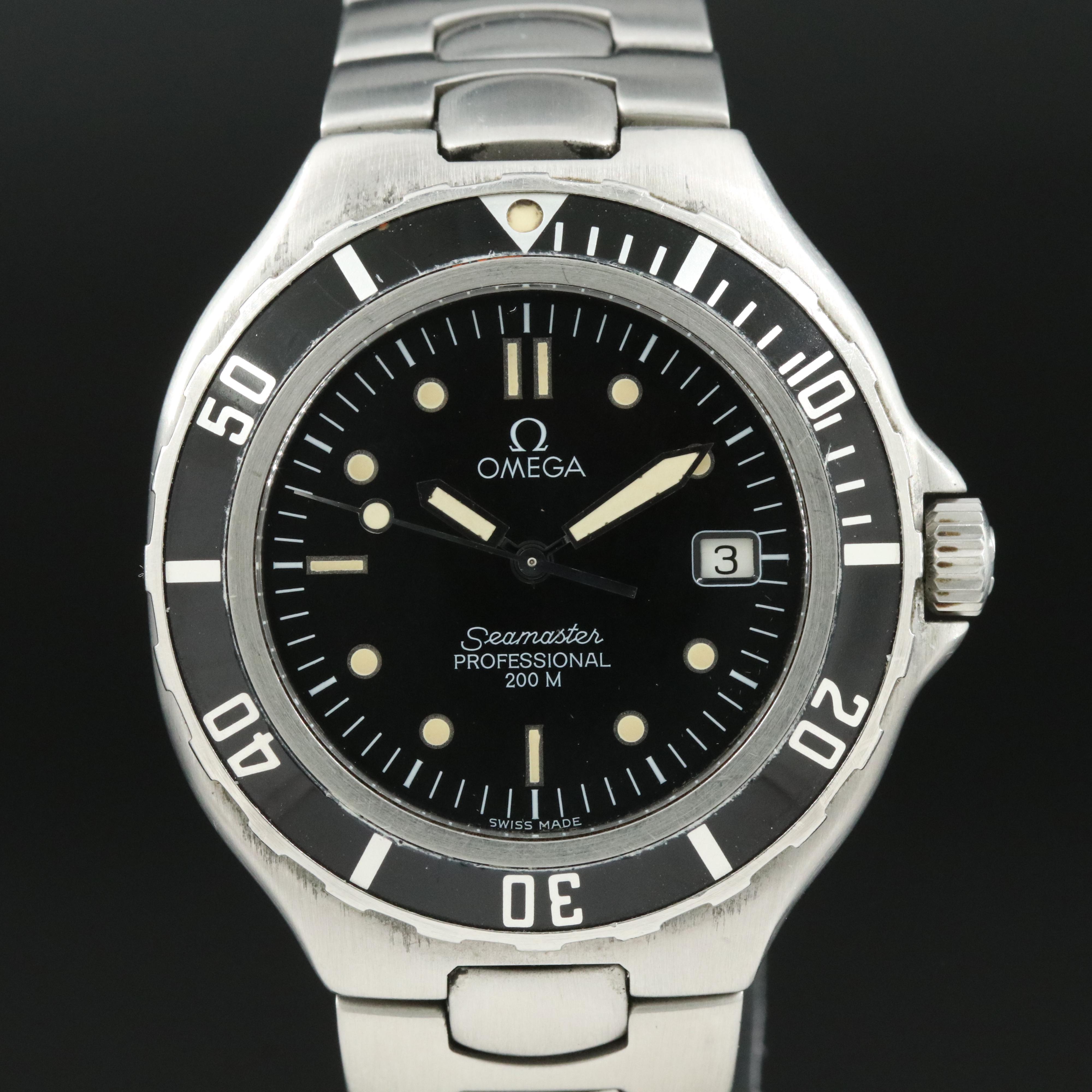 Omega Seamaster 200M Steel 36MM Black Dial Quartz Watch