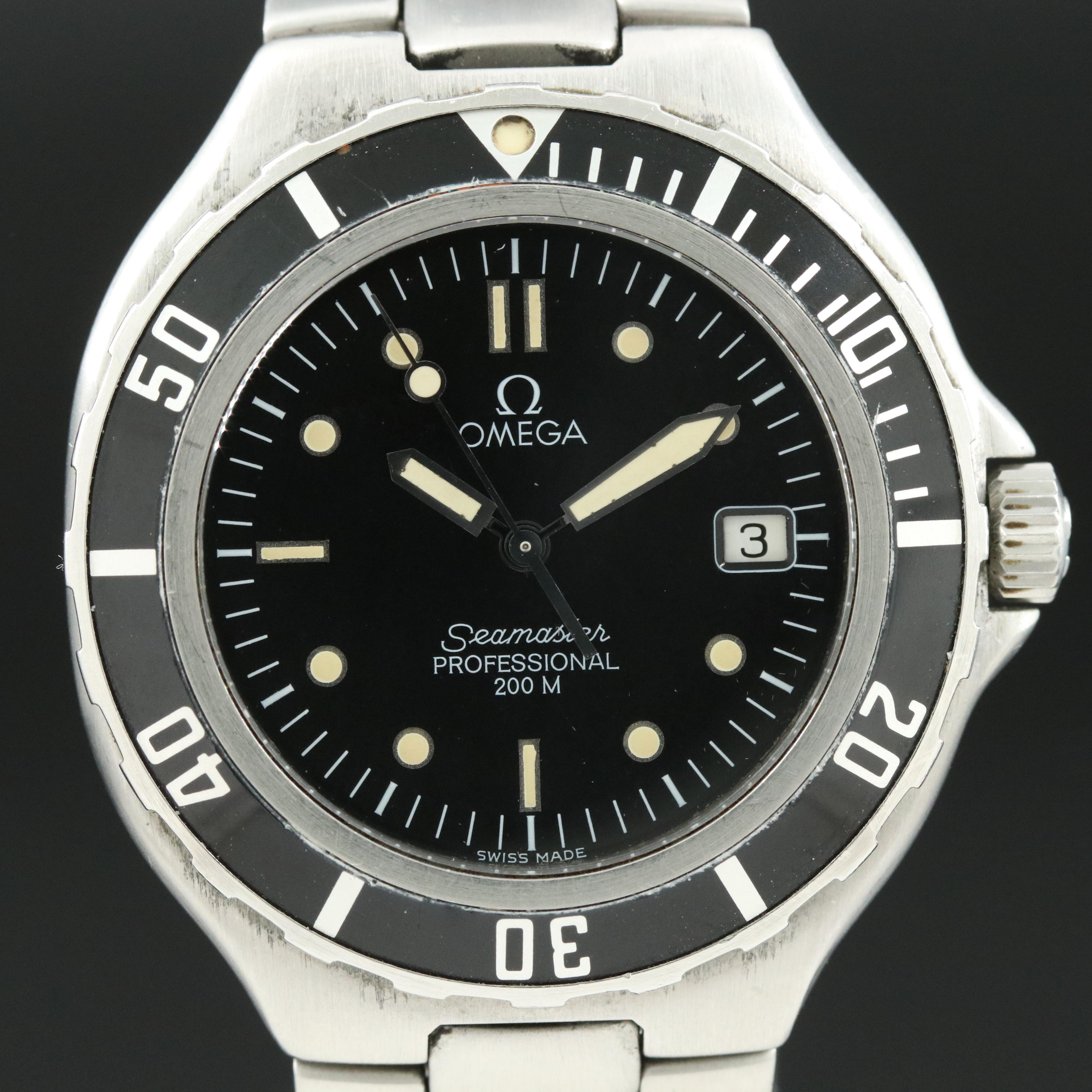 Omega Seamaster 200M Steel 36MM Black Dial Quartz Watch