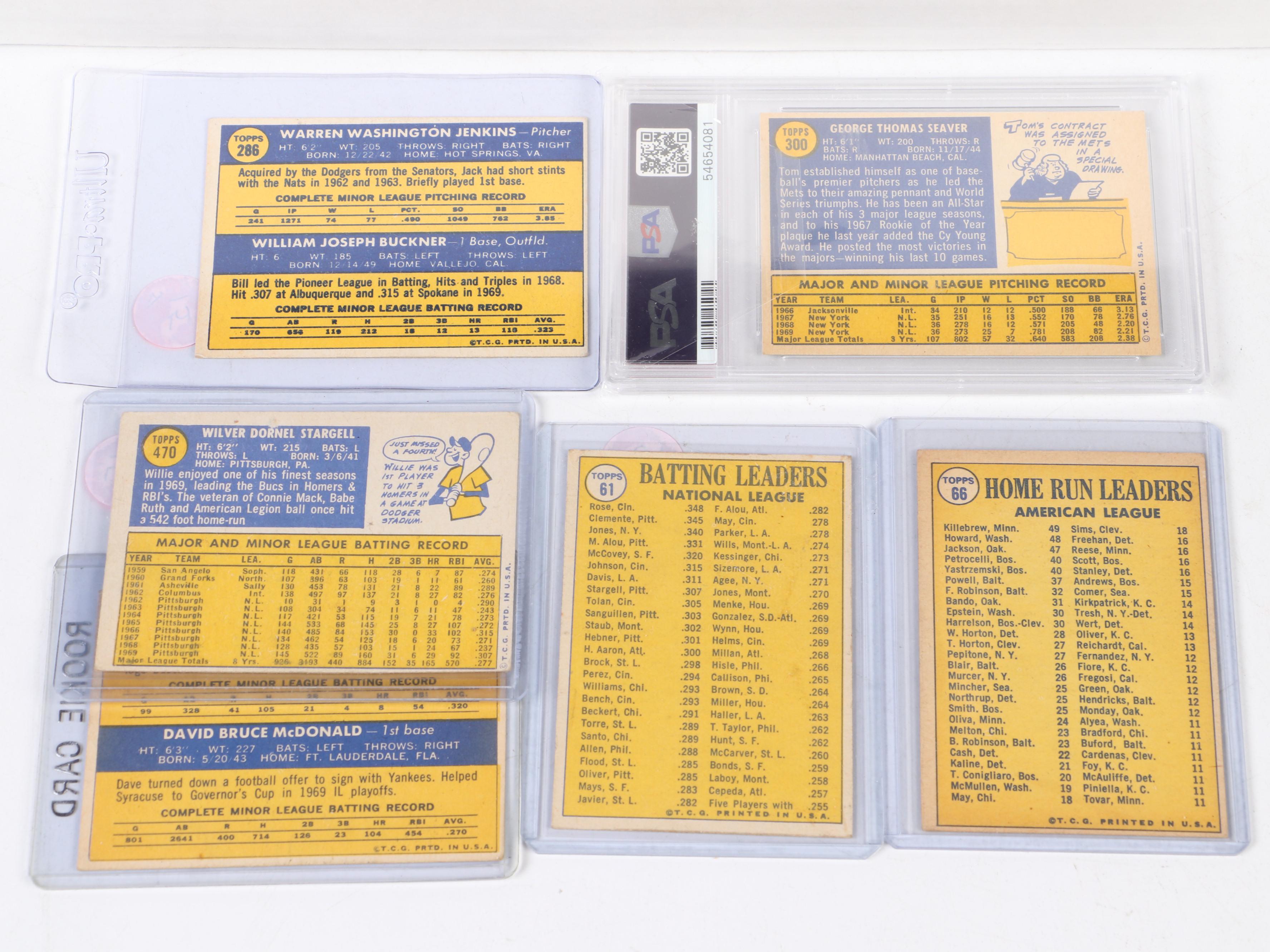 1970 Topps Baseball Cards Featuring Tom Seaver #300 Graded PSA 7 Near Mint