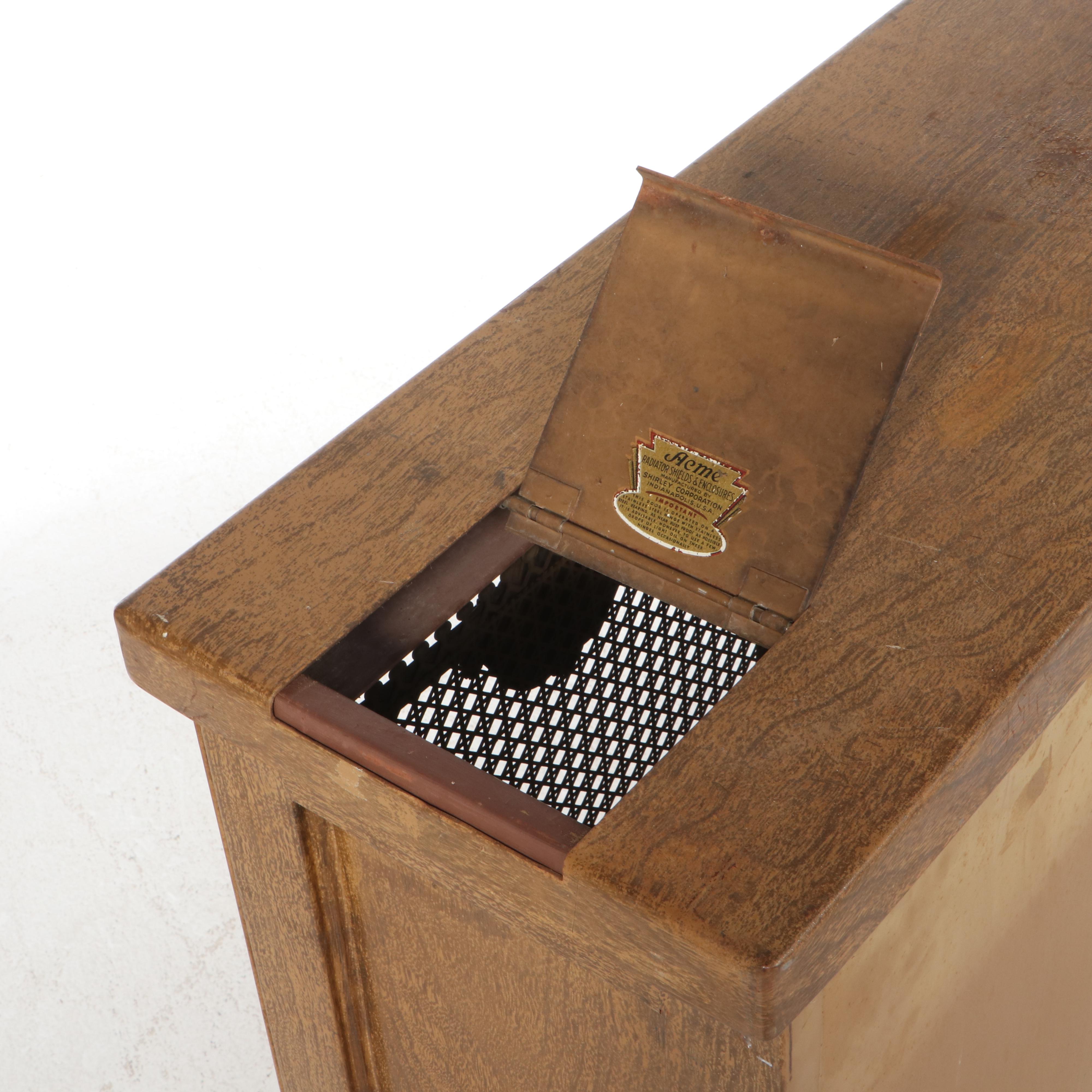 Acme Hollywood Regency Style Faux Wood Painted Metal Radiator Cover, Mid-20th C.