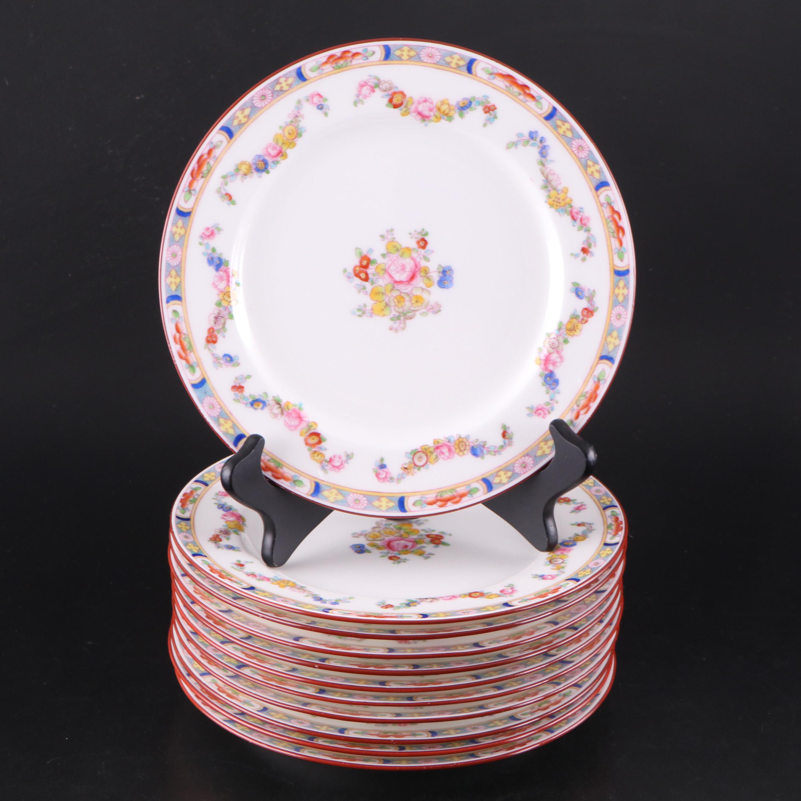 Minton "Minton Rose" Porcelain Luncheon Plates and Soup Bowls, 1930s