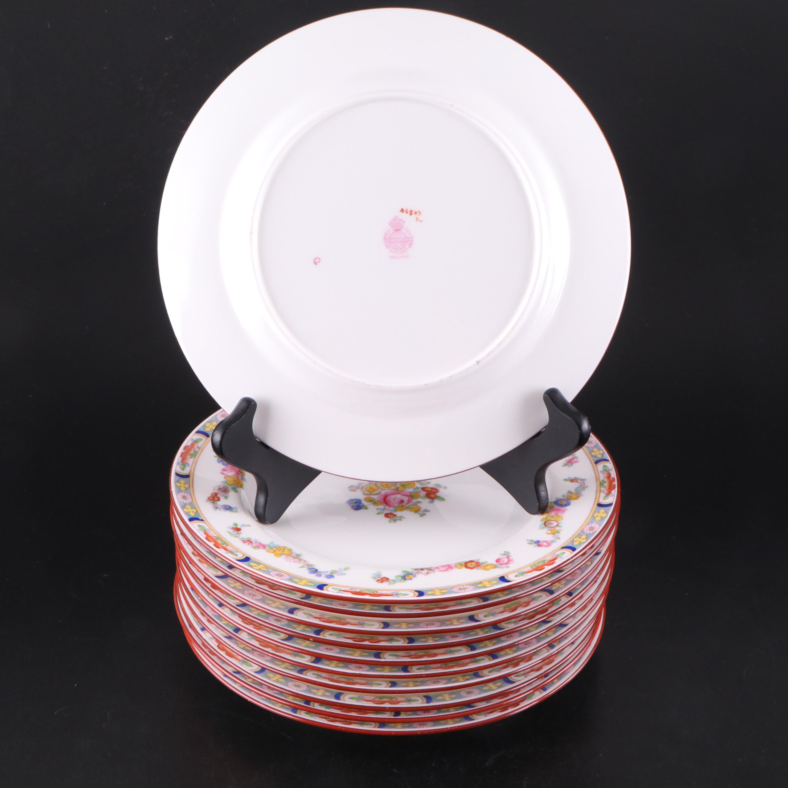 Minton "Minton Rose" Porcelain Luncheon Plates and Soup Bowls, 1930s