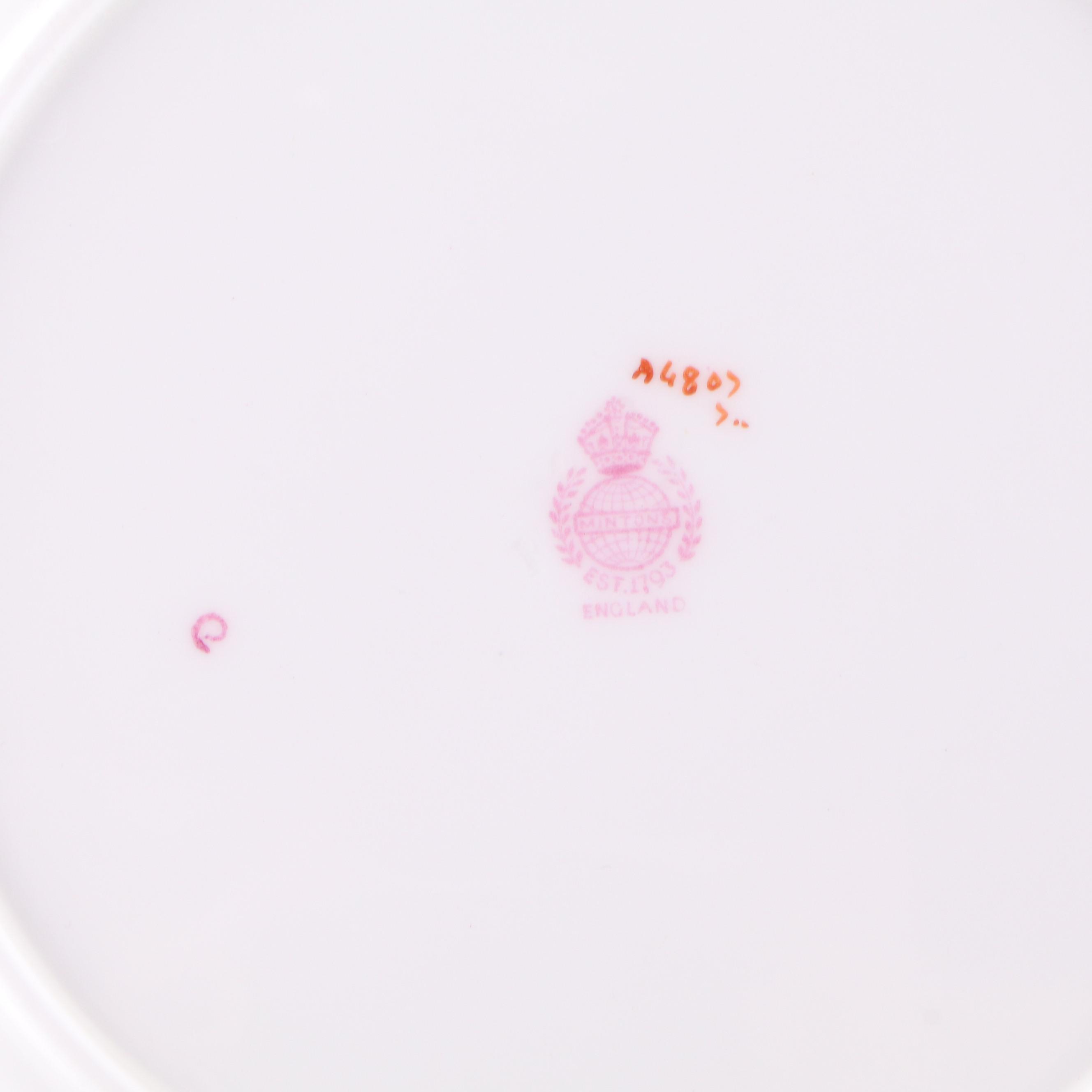 Minton "Minton Rose" Porcelain Luncheon Plates and Soup Bowls, 1930s