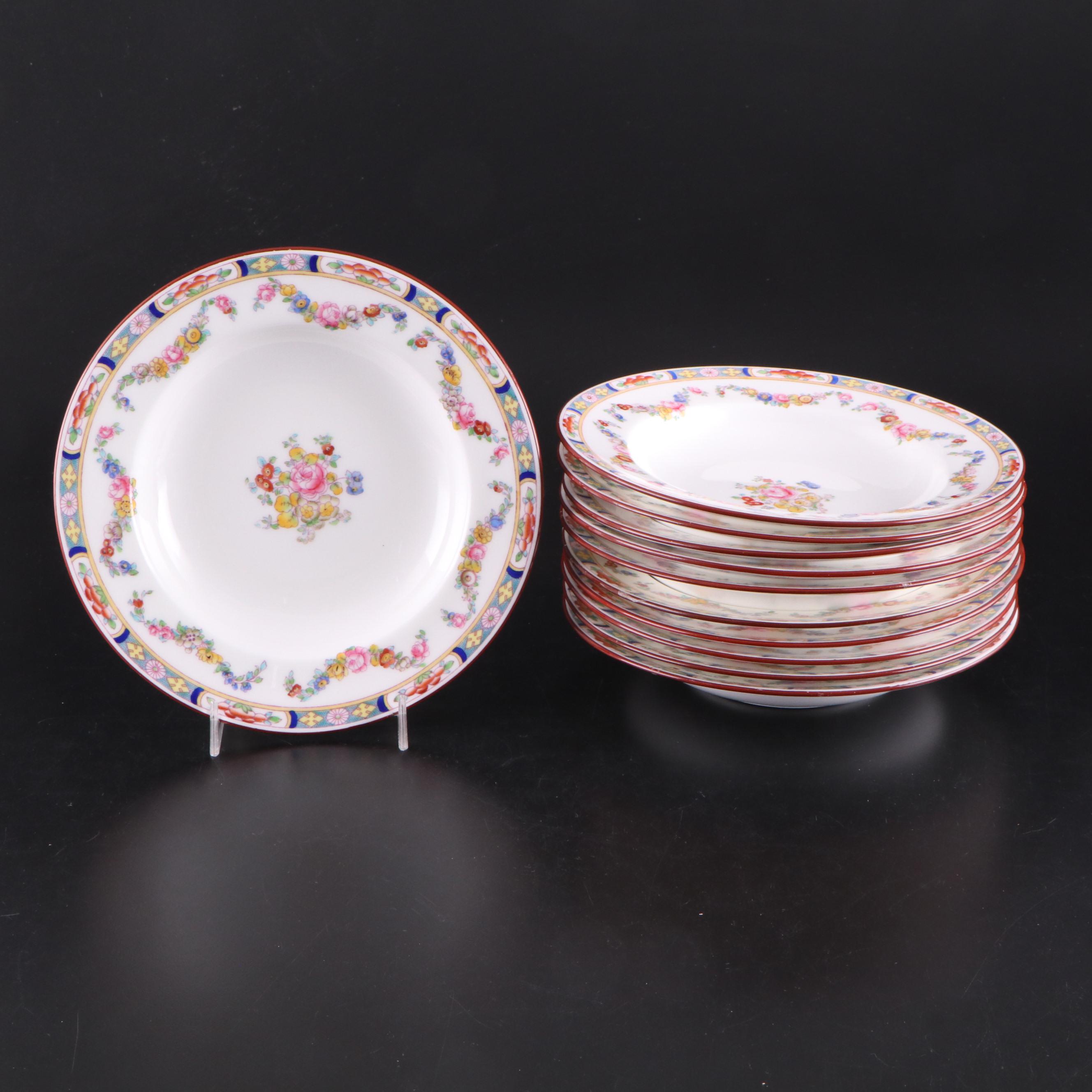 Minton "Minton Rose" Porcelain Luncheon Plates and Soup Bowls, 1930s