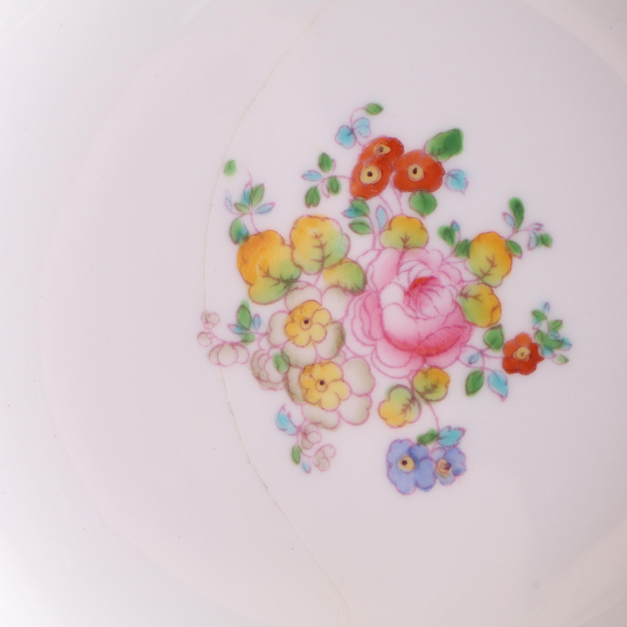 Minton "Minton Rose" Porcelain Luncheon Plates and Soup Bowls, 1930s