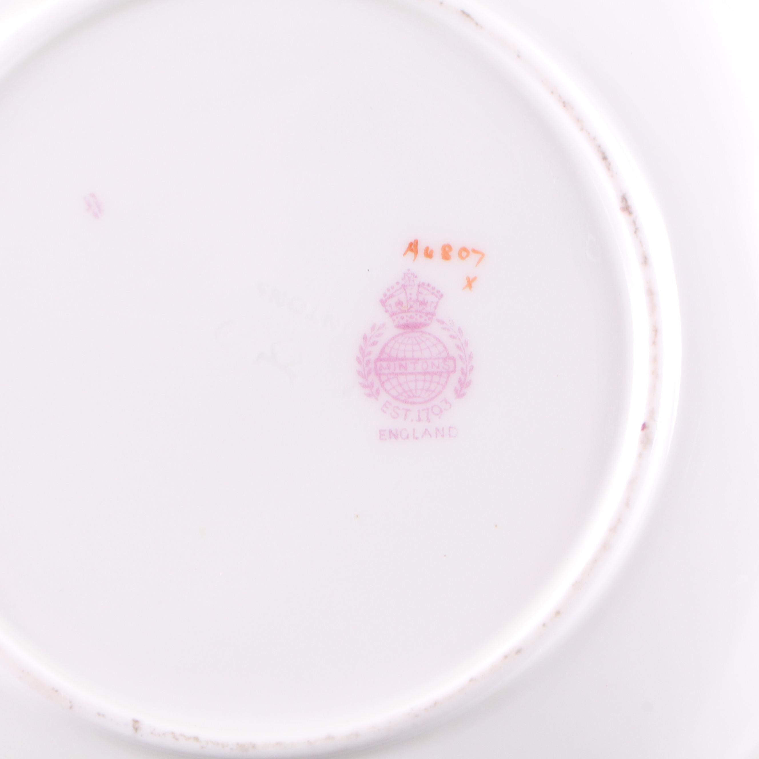 Minton "Minton Rose" Porcelain Luncheon Plates and Soup Bowls, 1930s