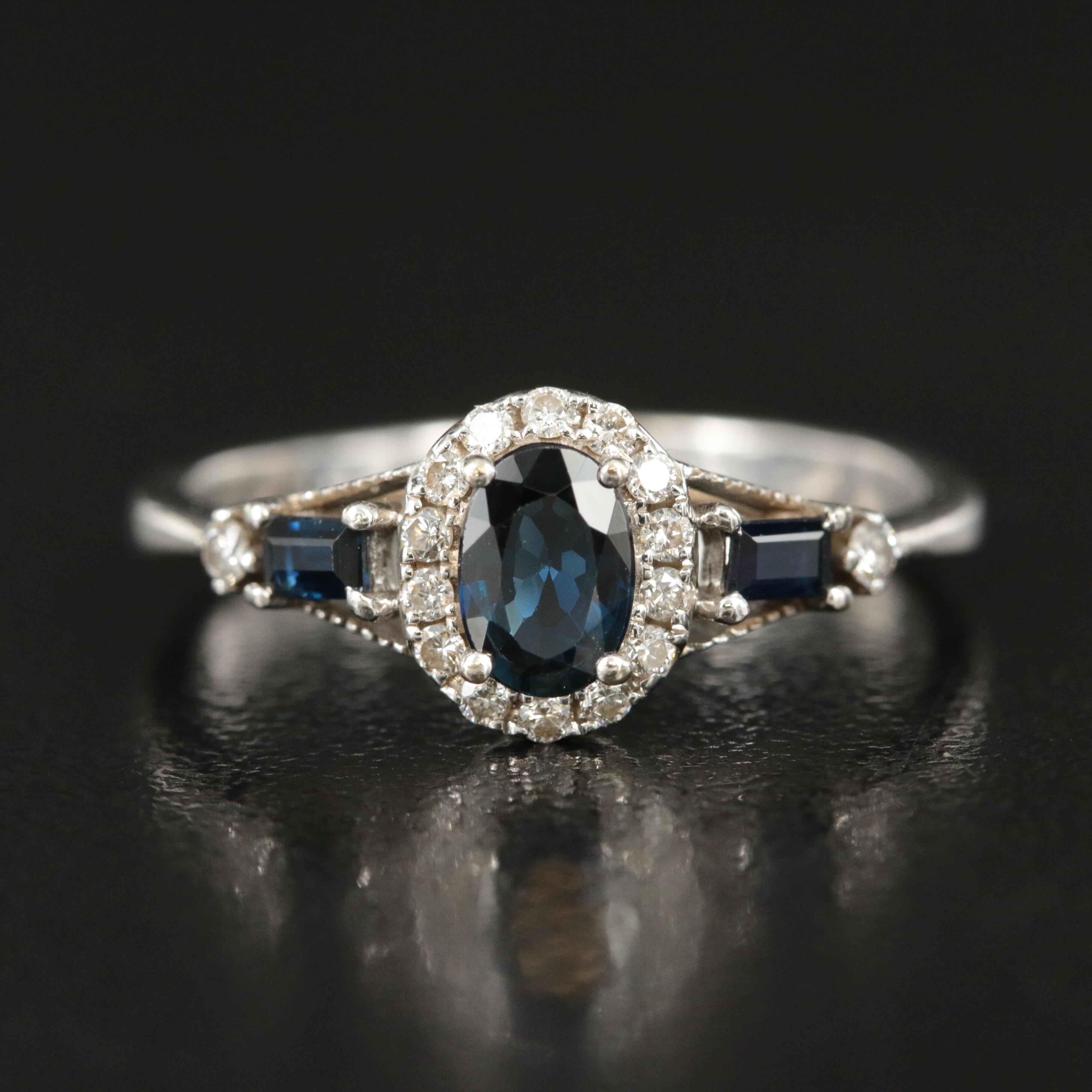 10K Sapphire and Diamond Ring