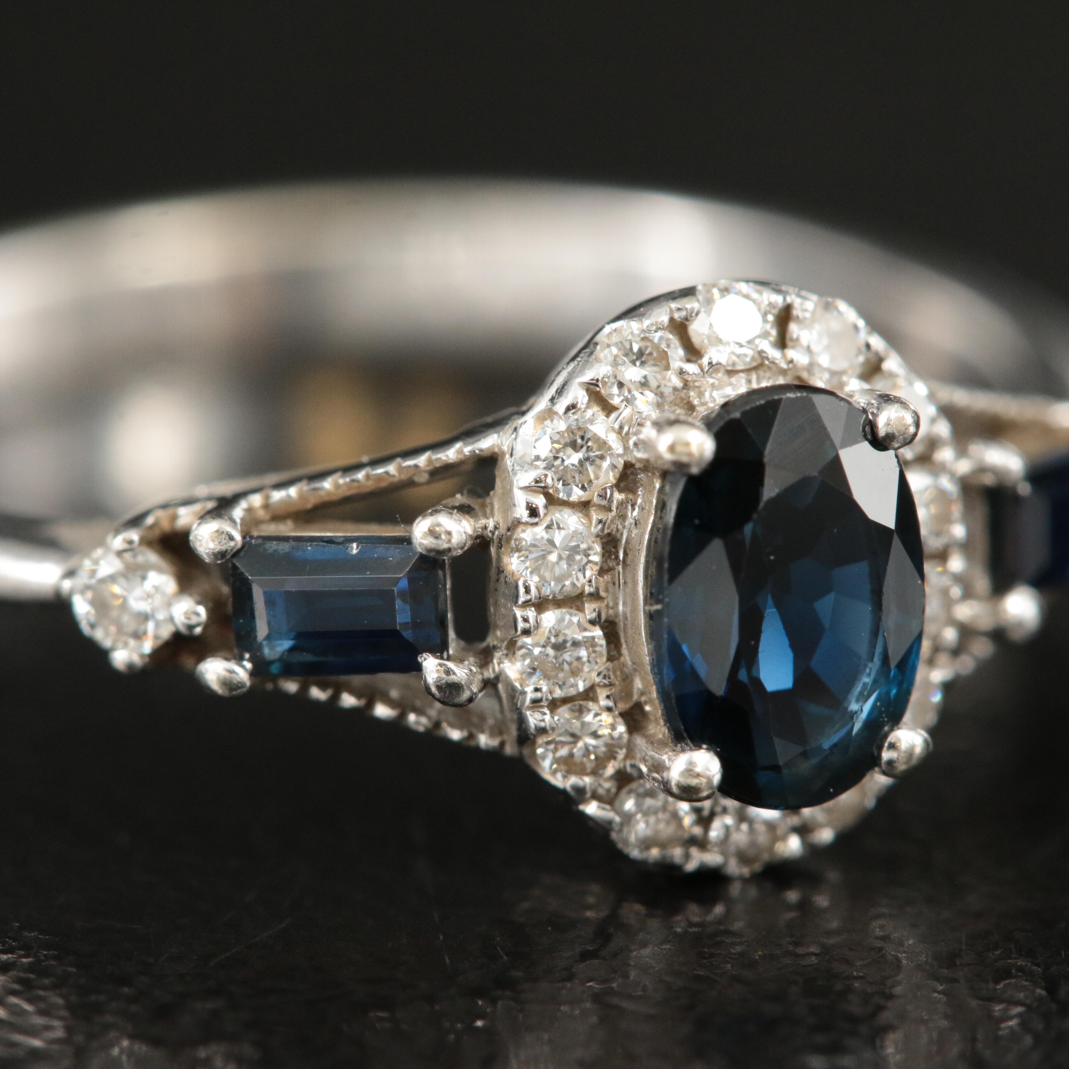 10K Sapphire and Diamond Ring