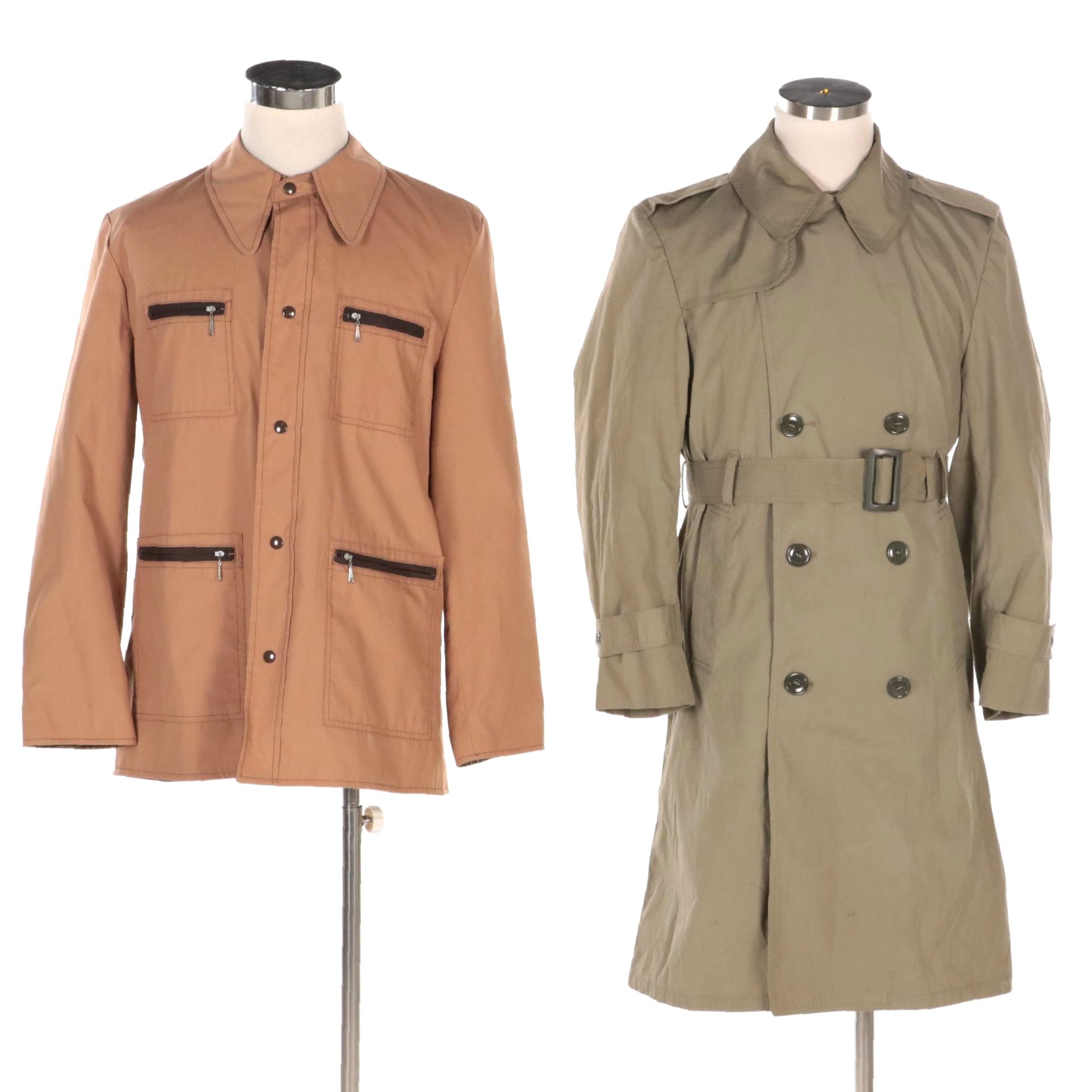 Men's USMC All-Weather Trench Coat and Windbreaker Reversible Rain Jacket