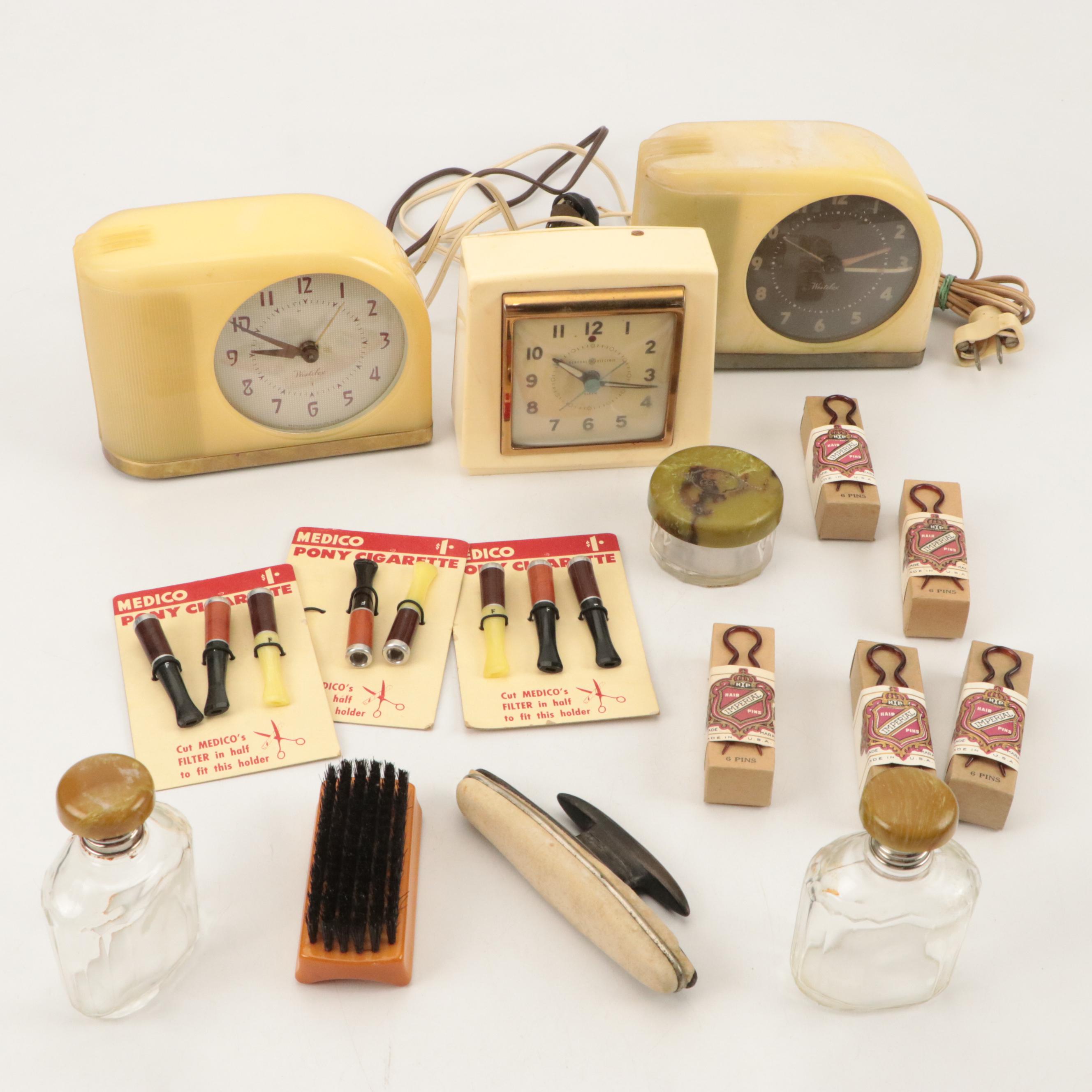 Westclox "Moonbeam" Electric Clocks with Imperial Plastic Hair Pins and More