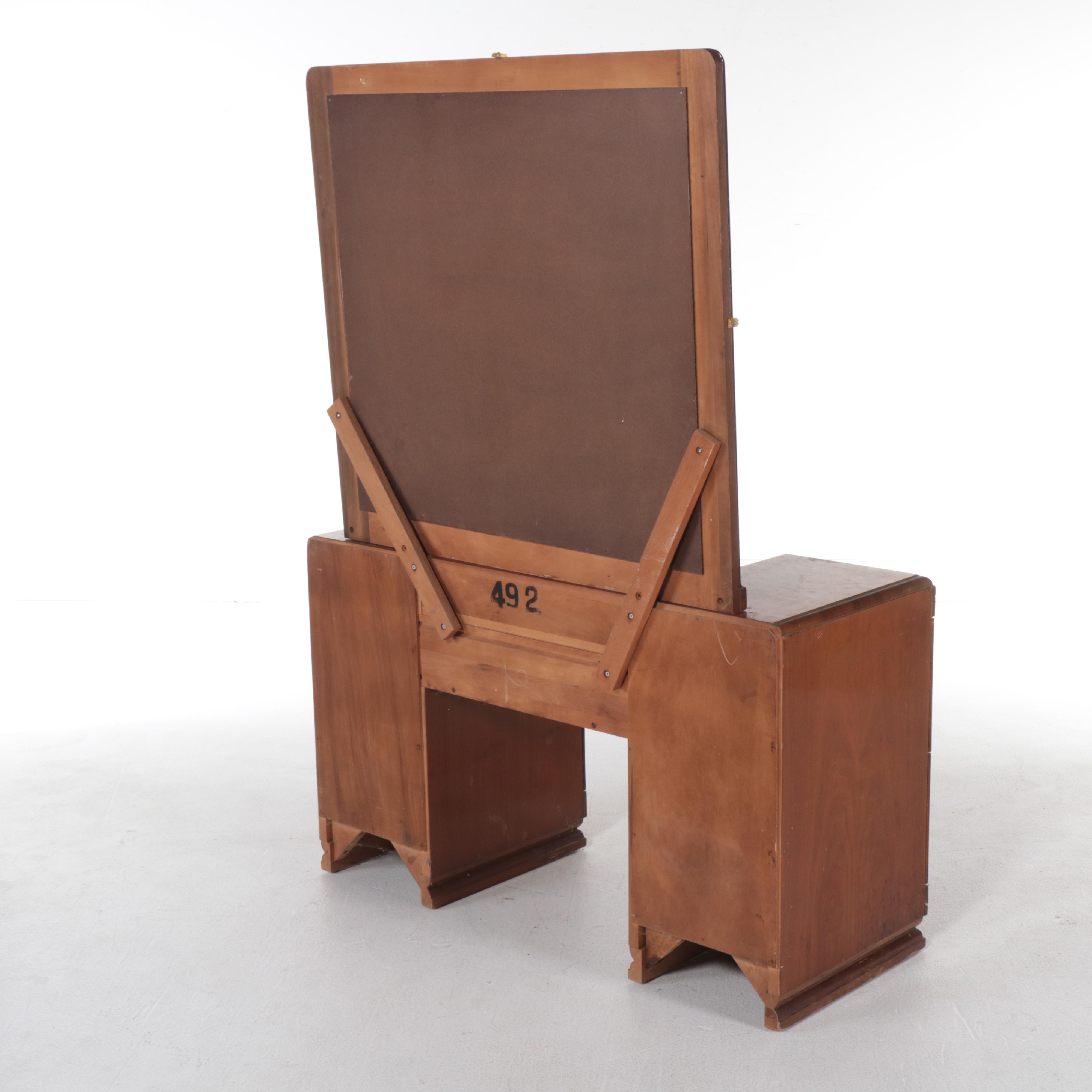 Kroehler Art Deco Style Walnut Vanity, Early to Mid-20th Century