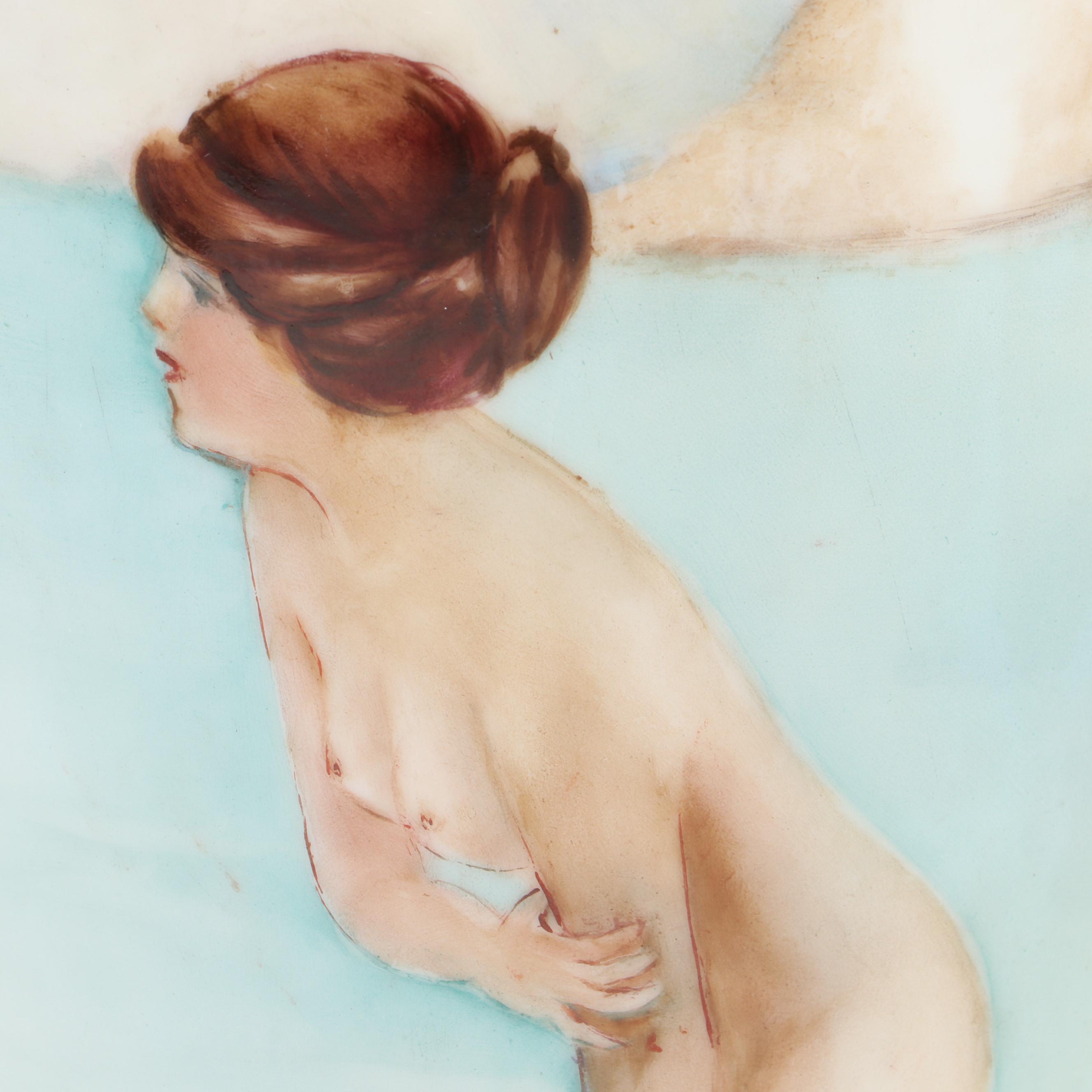 Zeh Scherzer Porcelain Art Nouveau Style Hand-Painted Bathing Beauty Vase