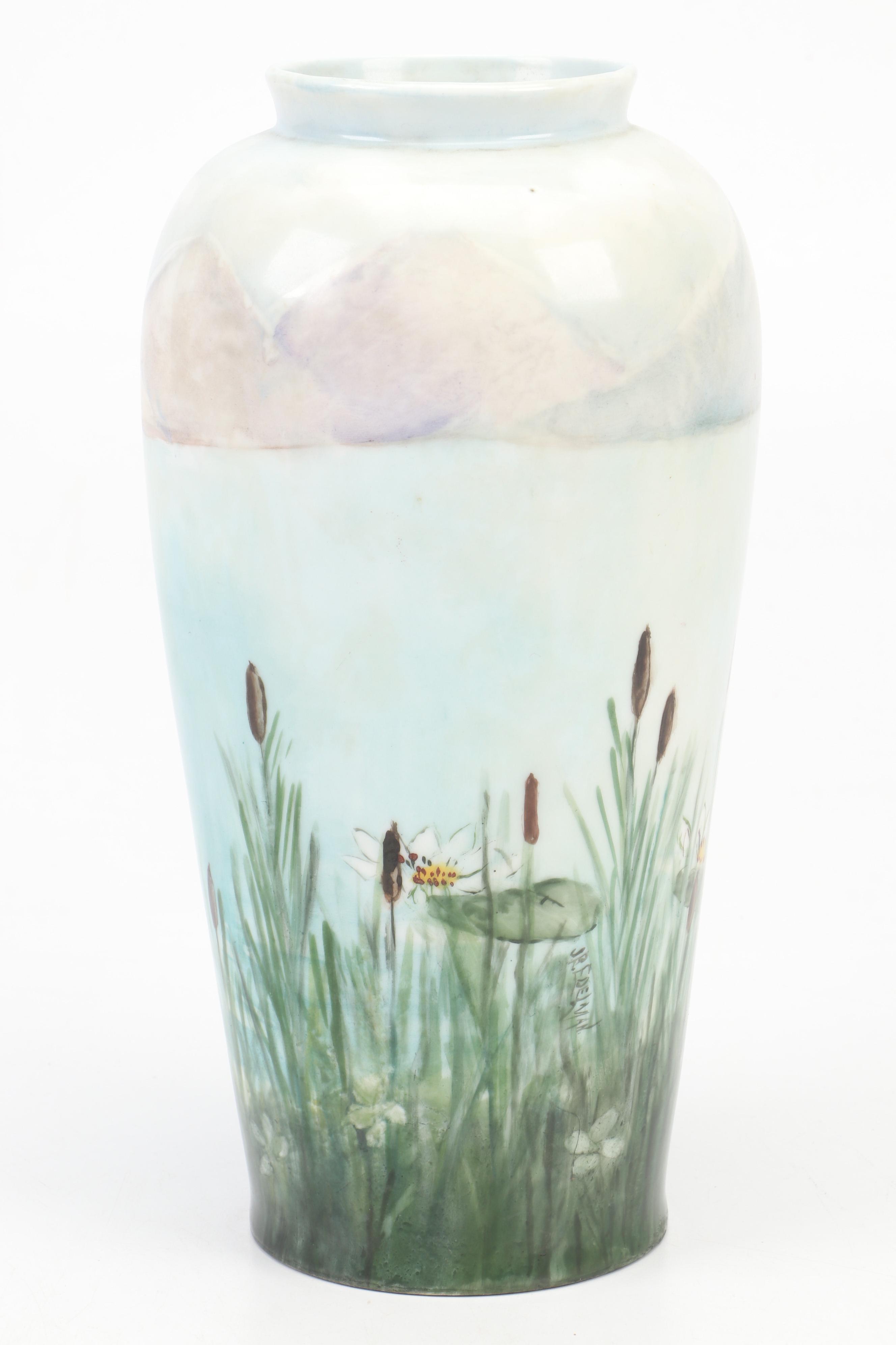 Zeh Scherzer Porcelain Art Nouveau Style Hand-Painted Bathing Beauty Vase