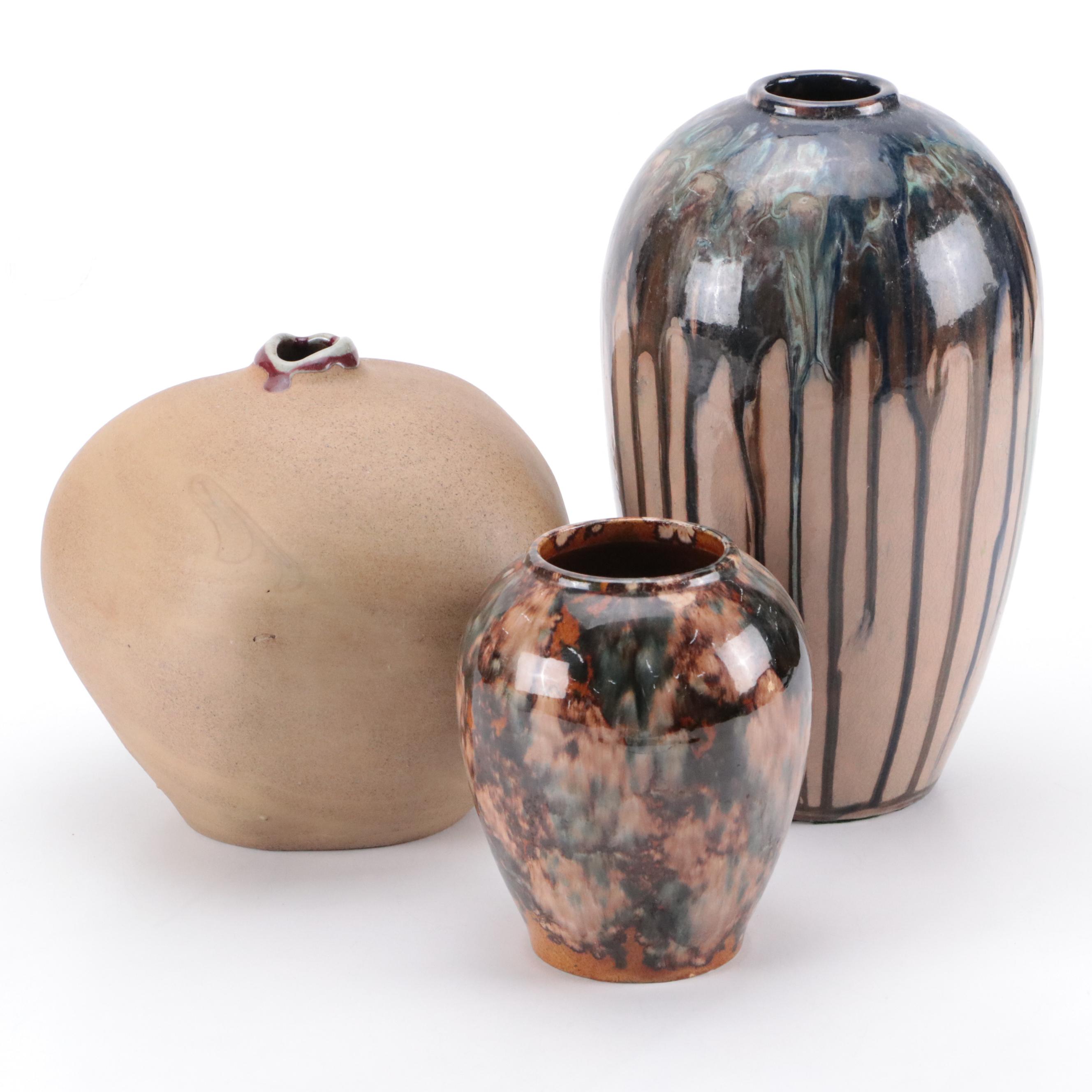 Drip Glazed and Other Art Pottery Vases