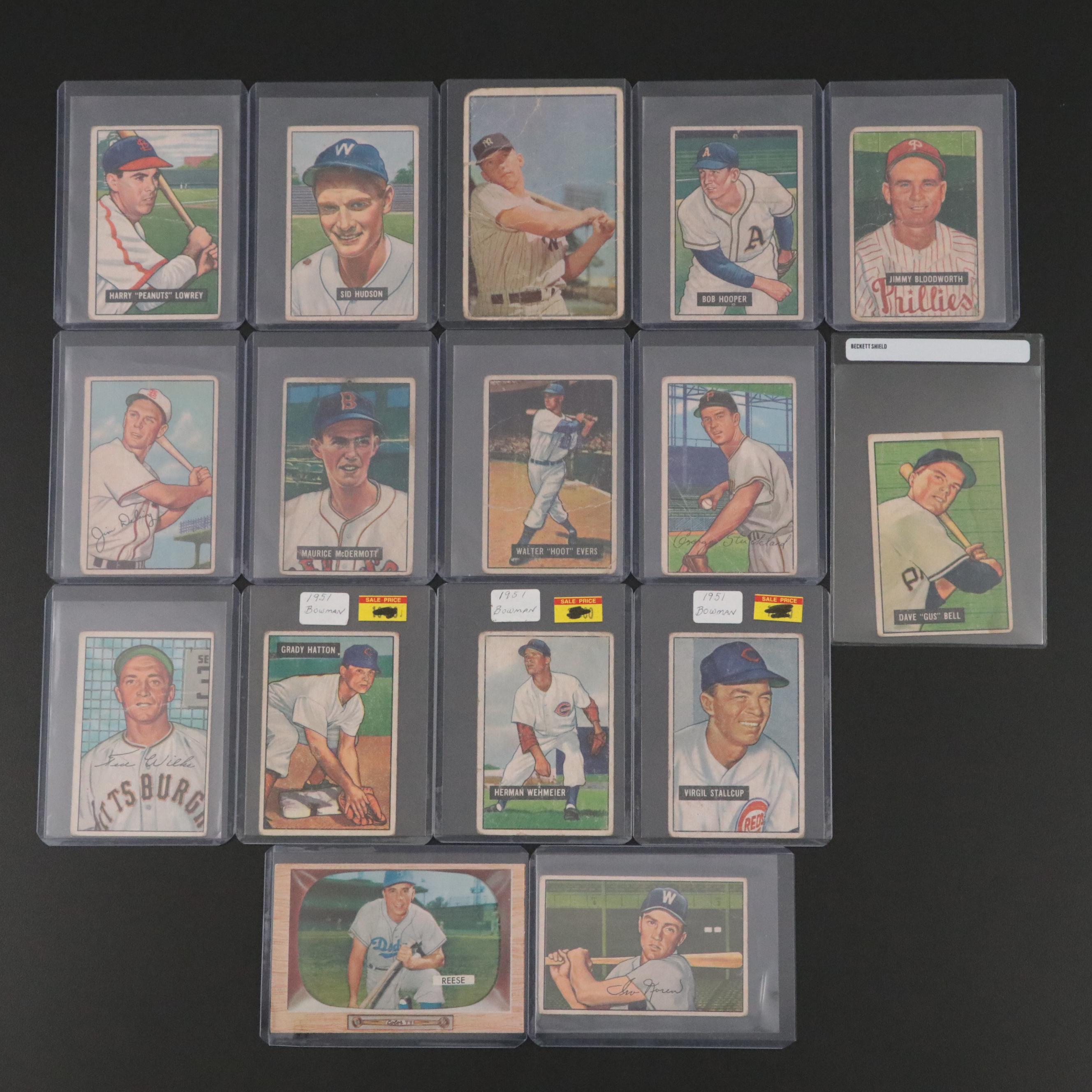 Bowman Baseball Cards Featuring 1953 Mickey Mantle and 1955 Pee Wee Reese