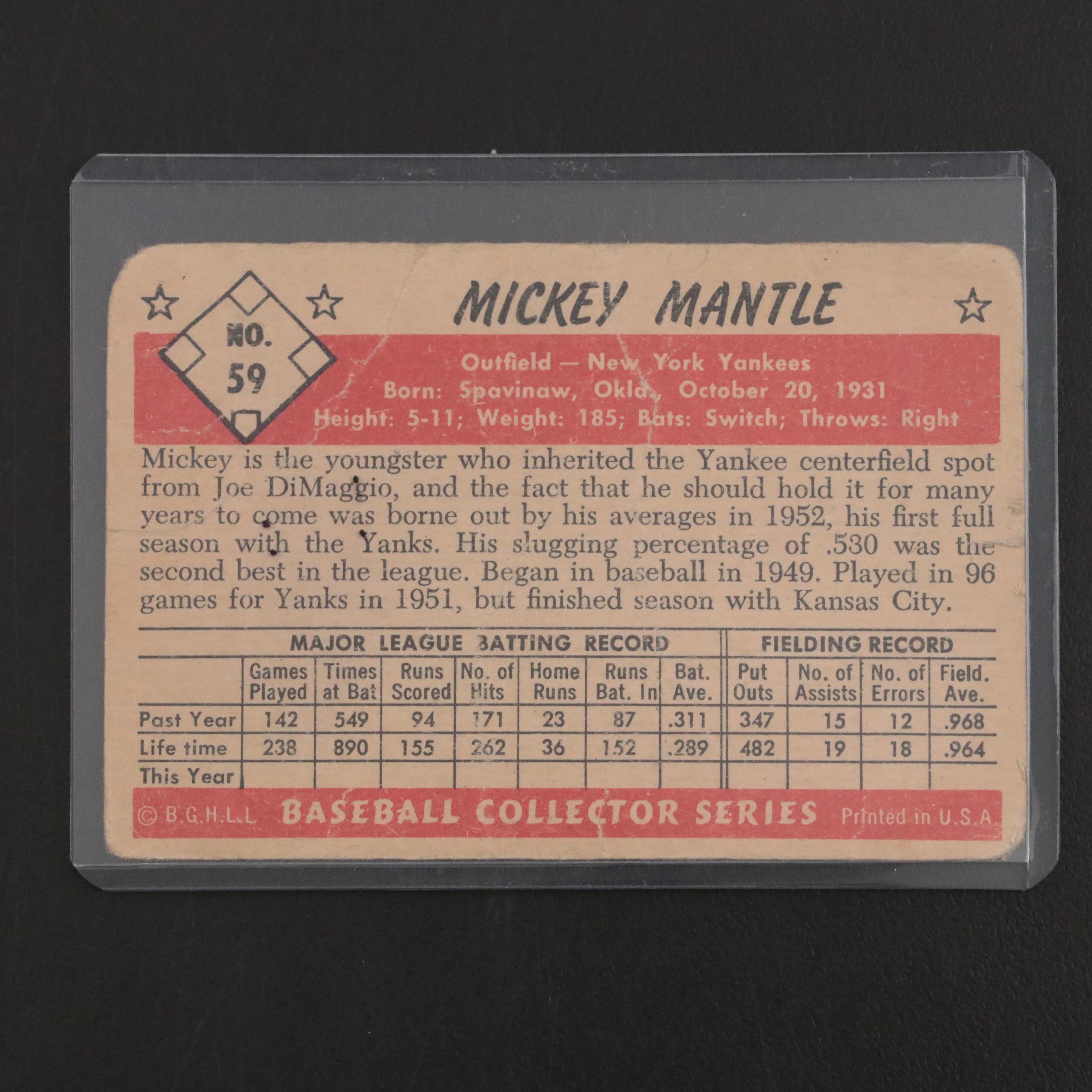 Bowman Baseball Cards Featuring 1953 Mickey Mantle and 1955 Pee Wee Reese