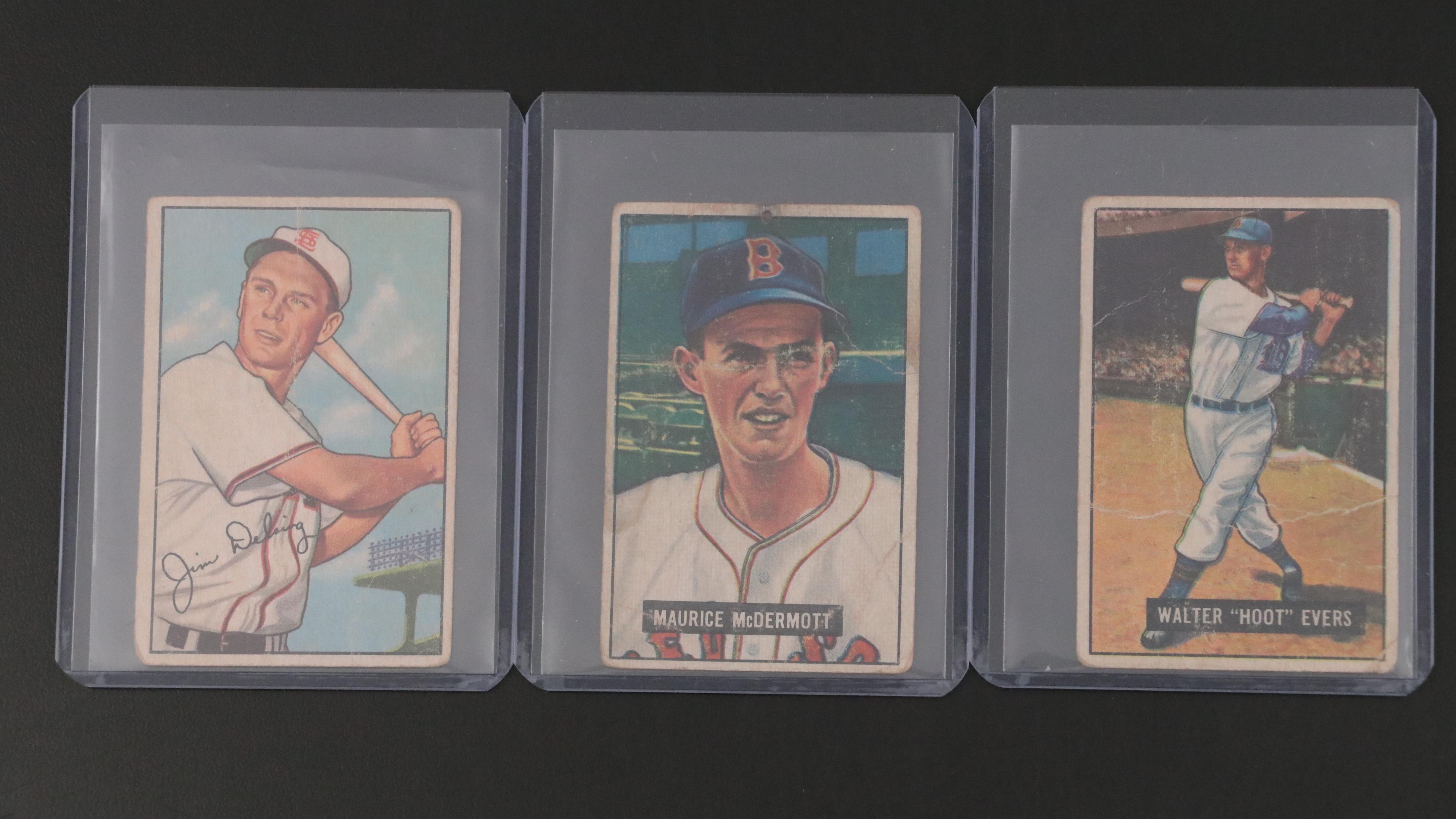 Bowman Baseball Cards Featuring 1953 Mickey Mantle and 1955 Pee Wee Reese