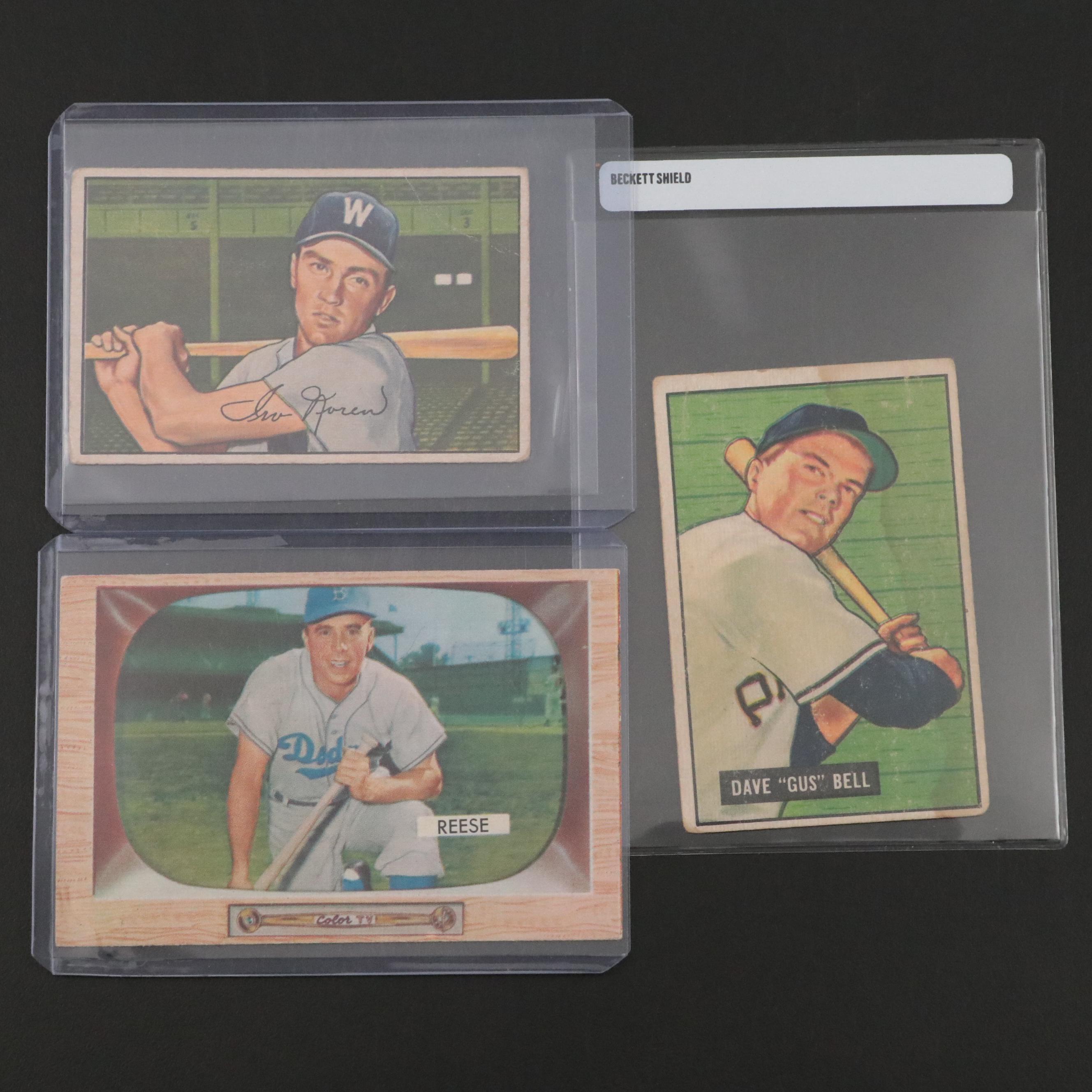 Bowman Baseball Cards Featuring 1953 Mickey Mantle and 1955 Pee Wee Reese