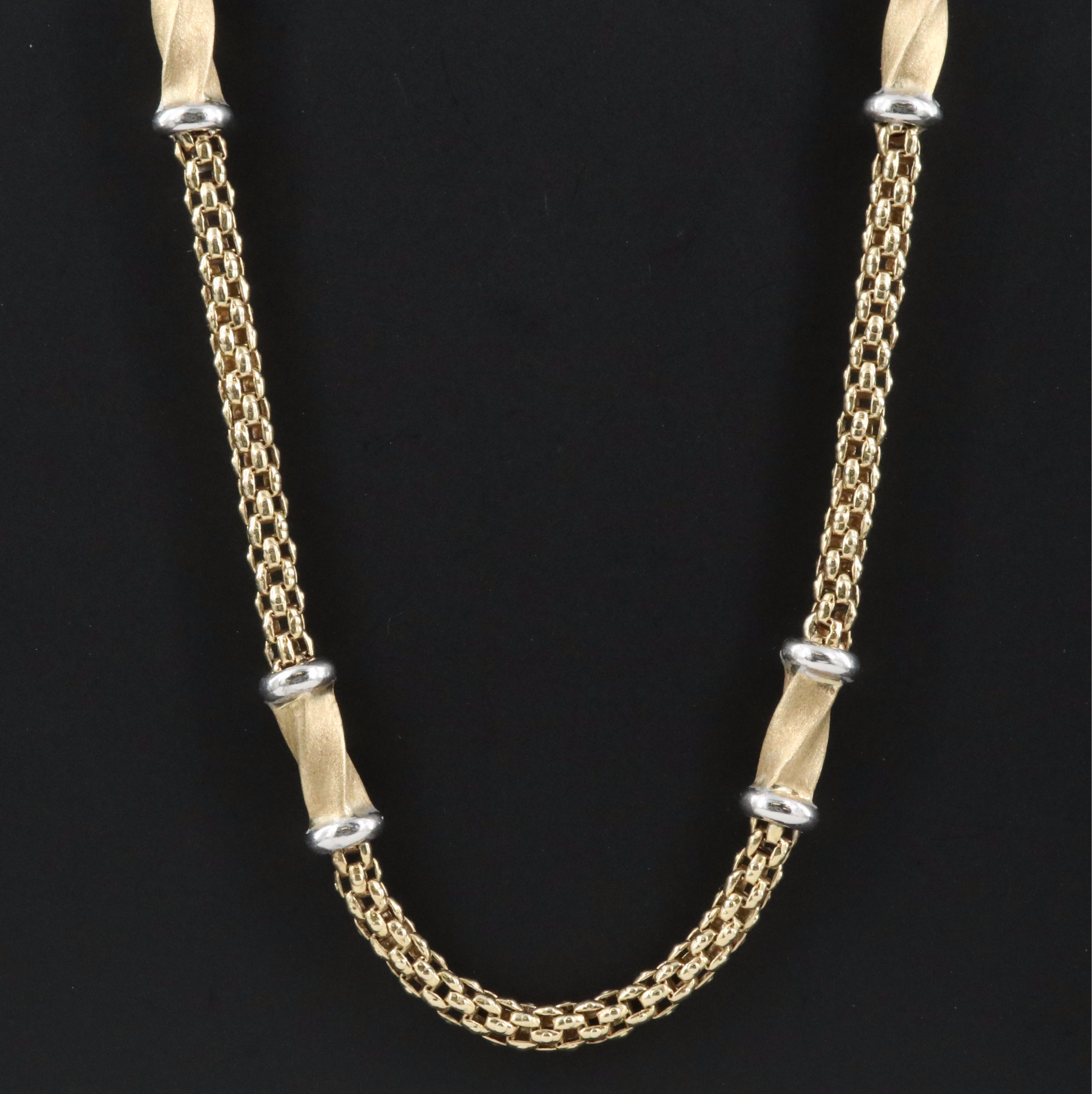 Italian 14K Two-Tone Station Necklace