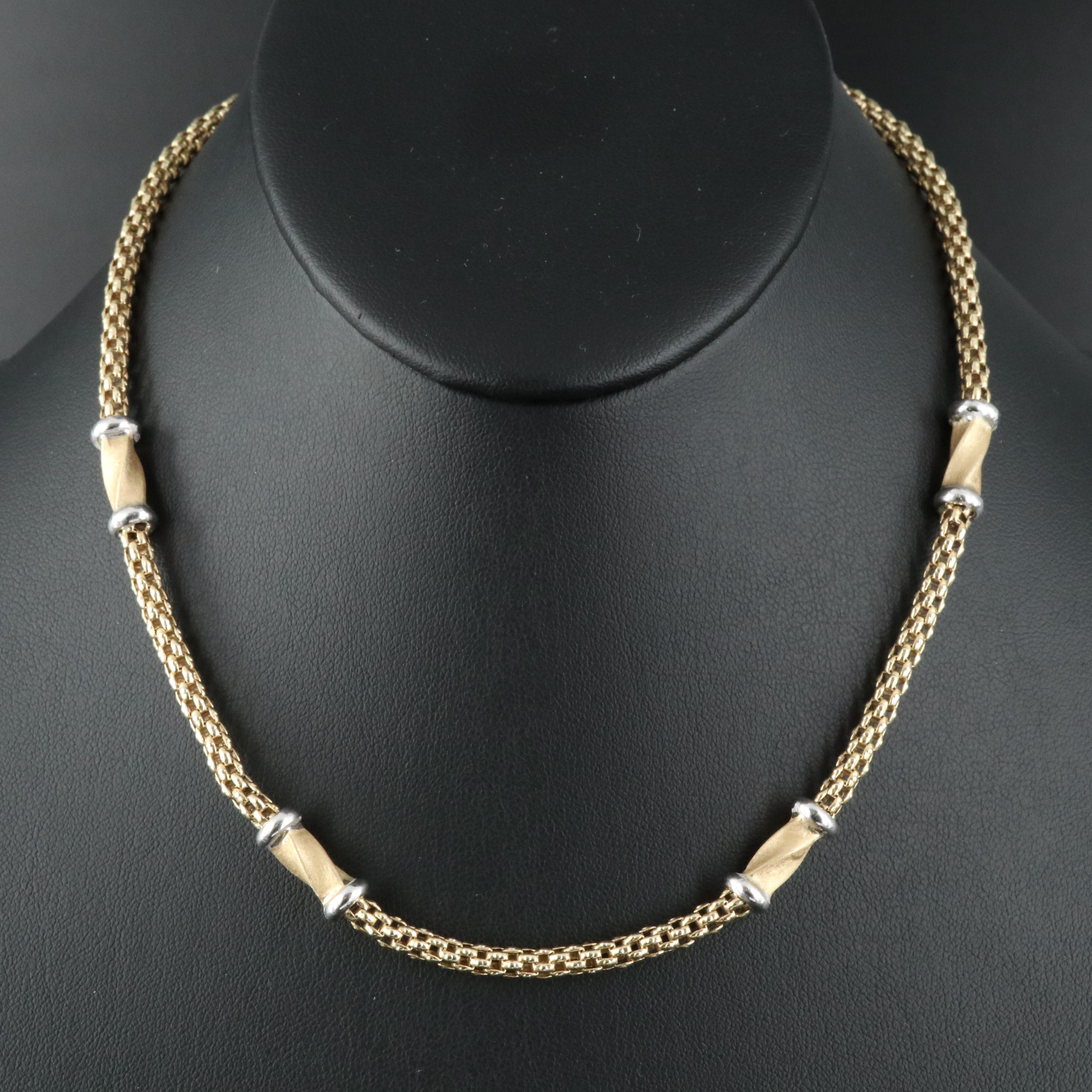Italian 14K Two-Tone Station Necklace