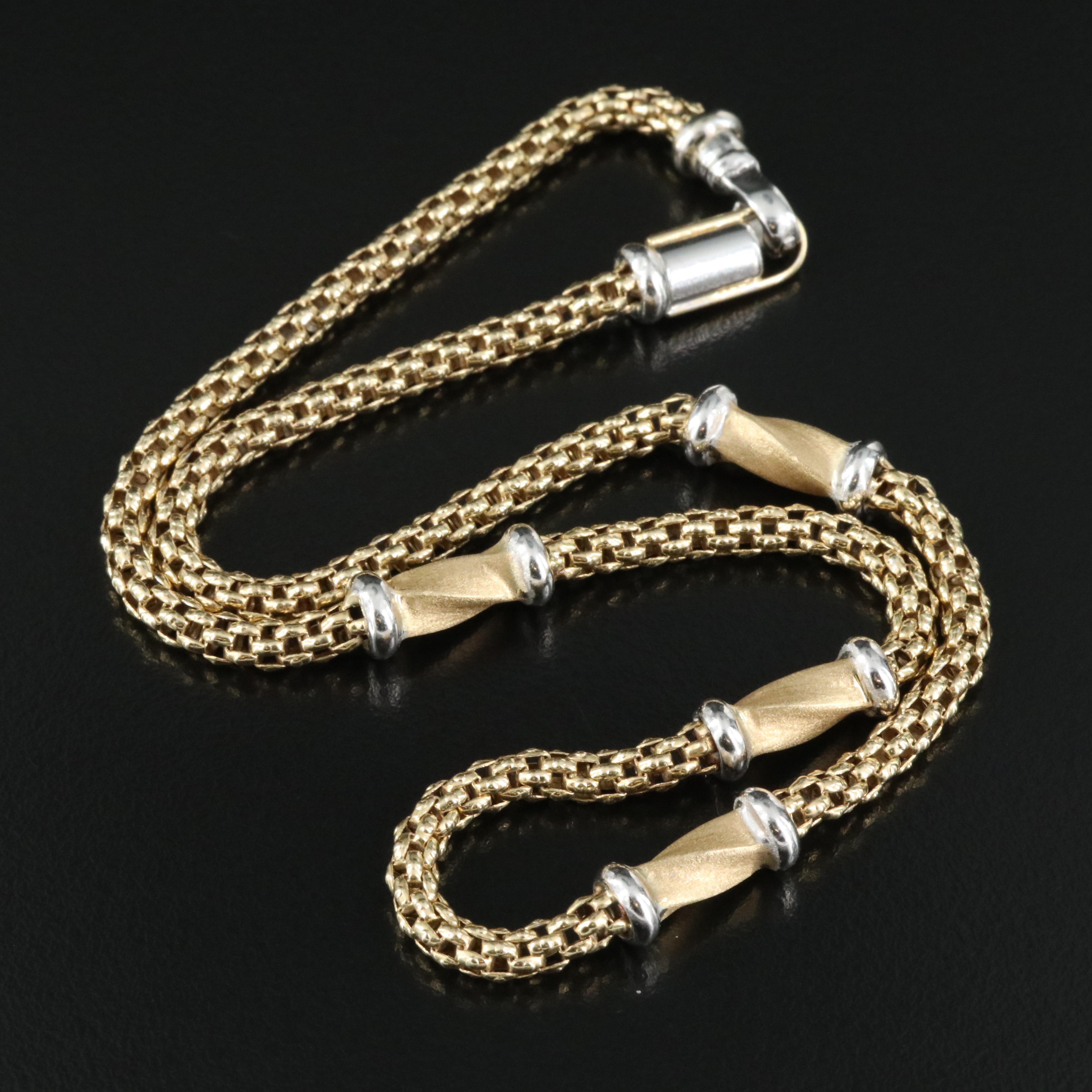 Italian 14K Two-Tone Station Necklace