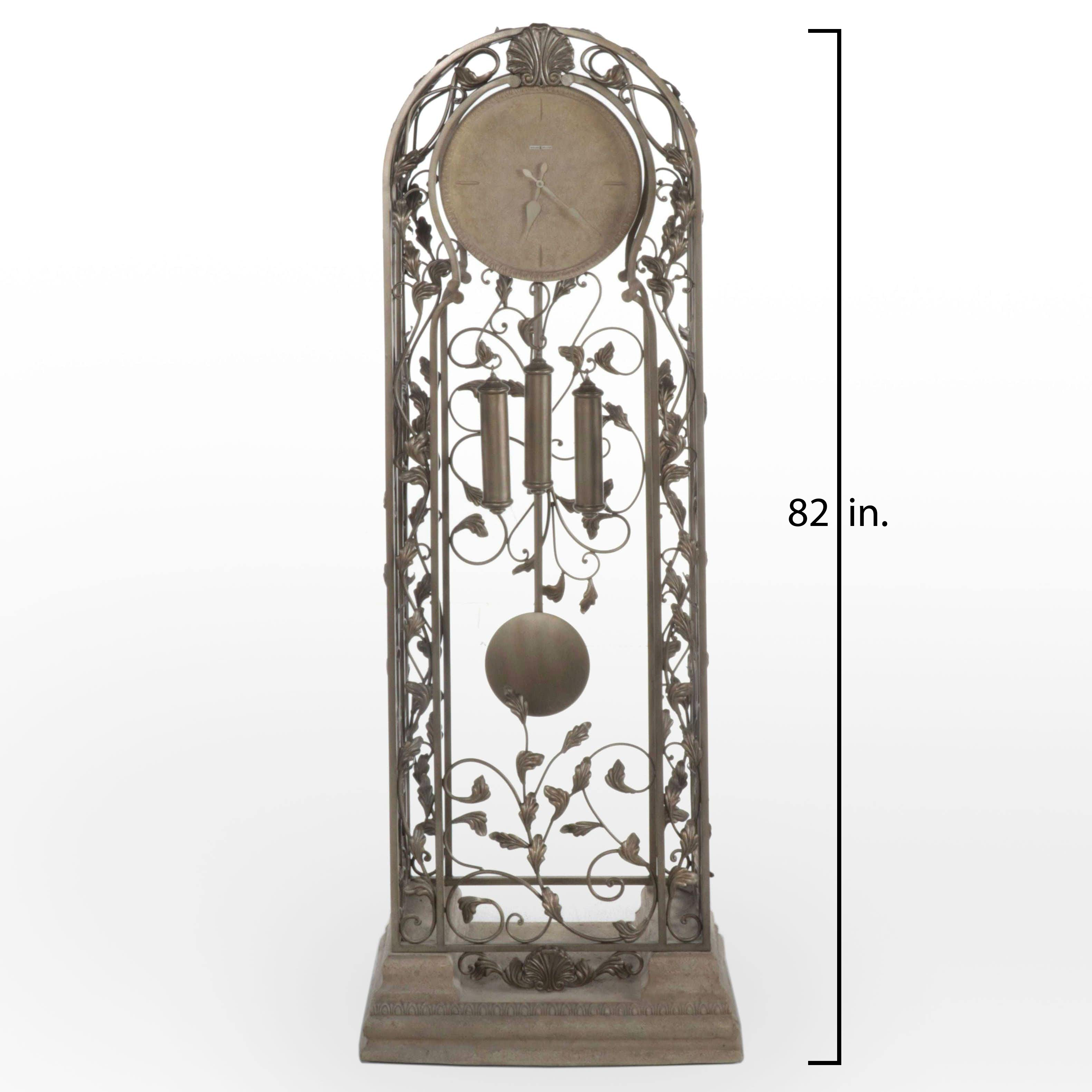 Howard Miller "Trevisso" Platinum-Finished Metal & Cast Stone Grandfather Clock