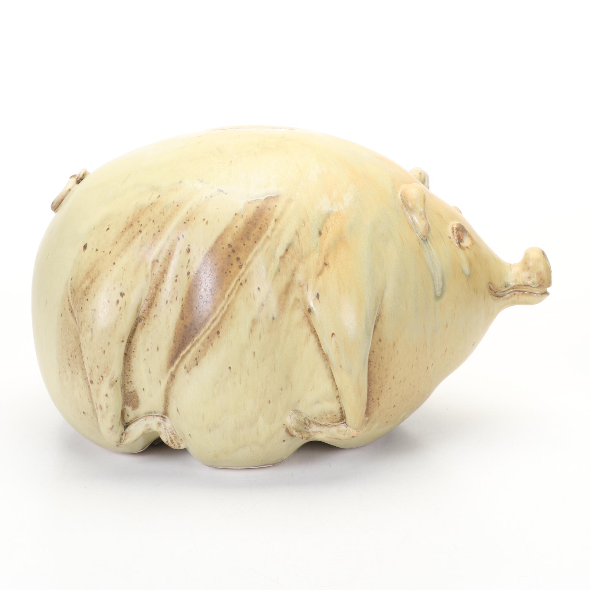 B. Moore Art Pottery Drip Glaze LargeScale Piggy Bank EBTH