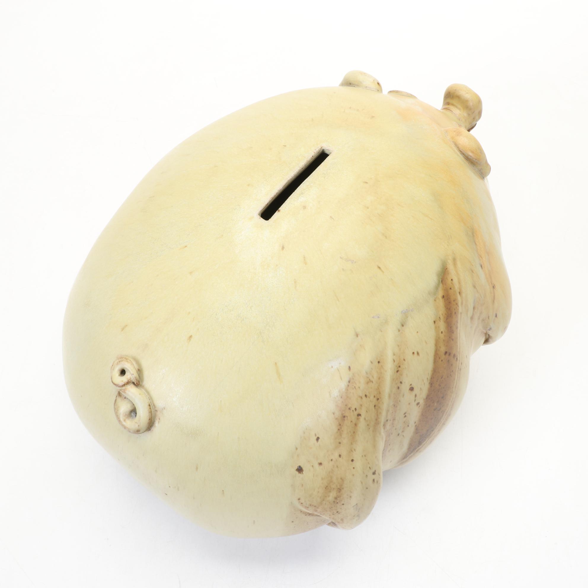 B. Moore Art Pottery Drip Glaze LargeScale Piggy Bank EBTH