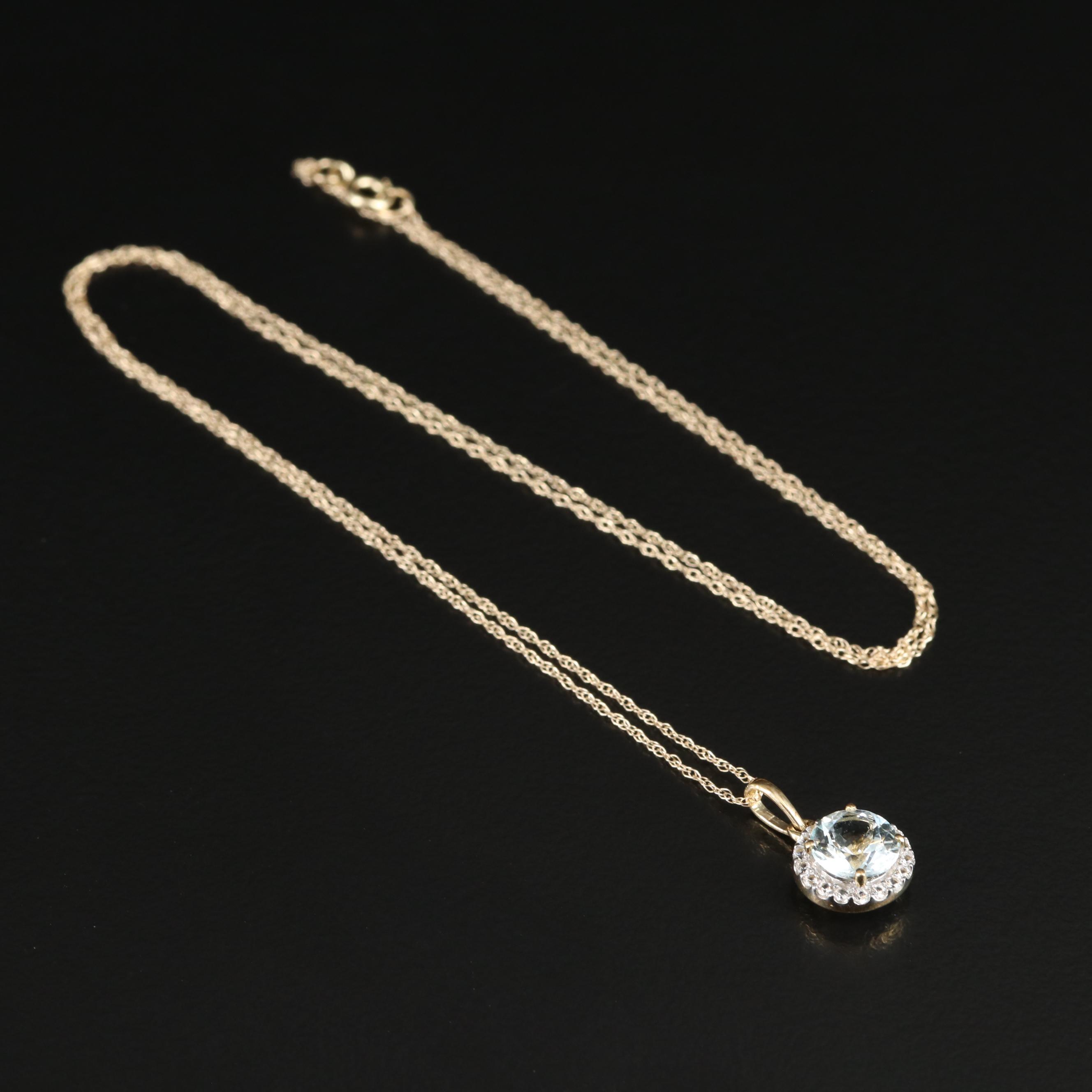 10K Aquamarine and Sapphire Necklace