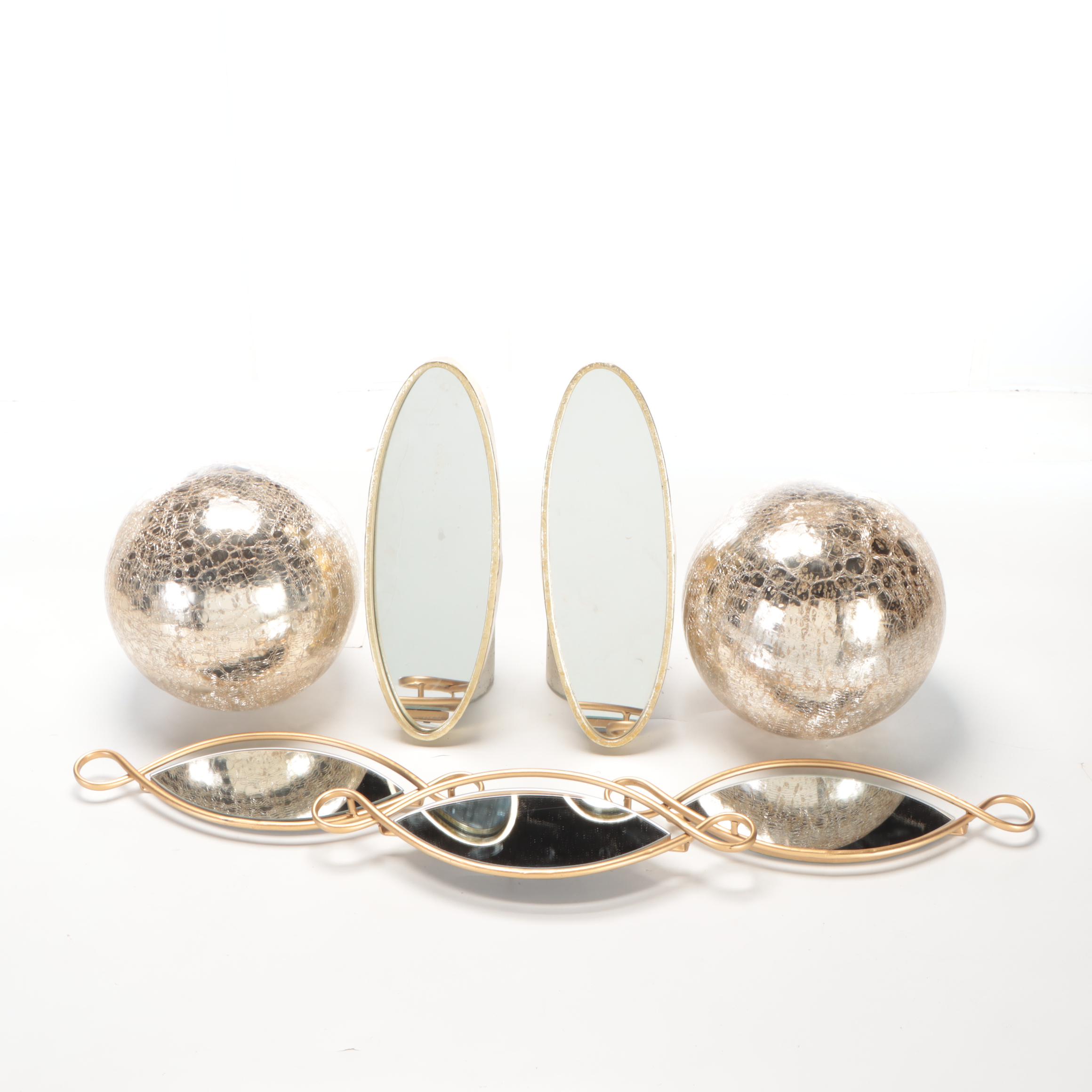 Hobby Lobby Decorative Mirrors and Illuminated Silver Orbs EBTH