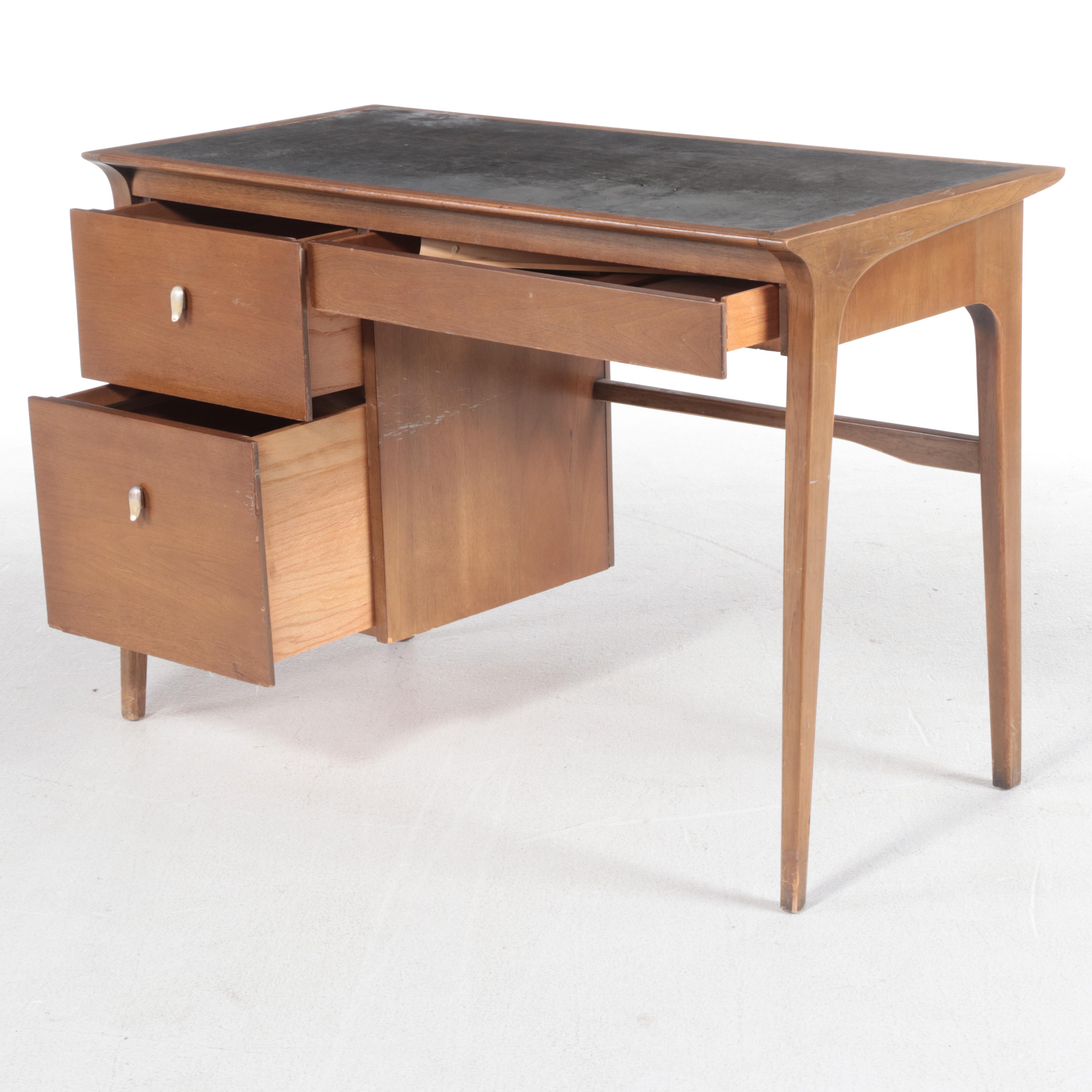 Drexel Profile Mid Century Modern Walnut and Laminate Student Desk