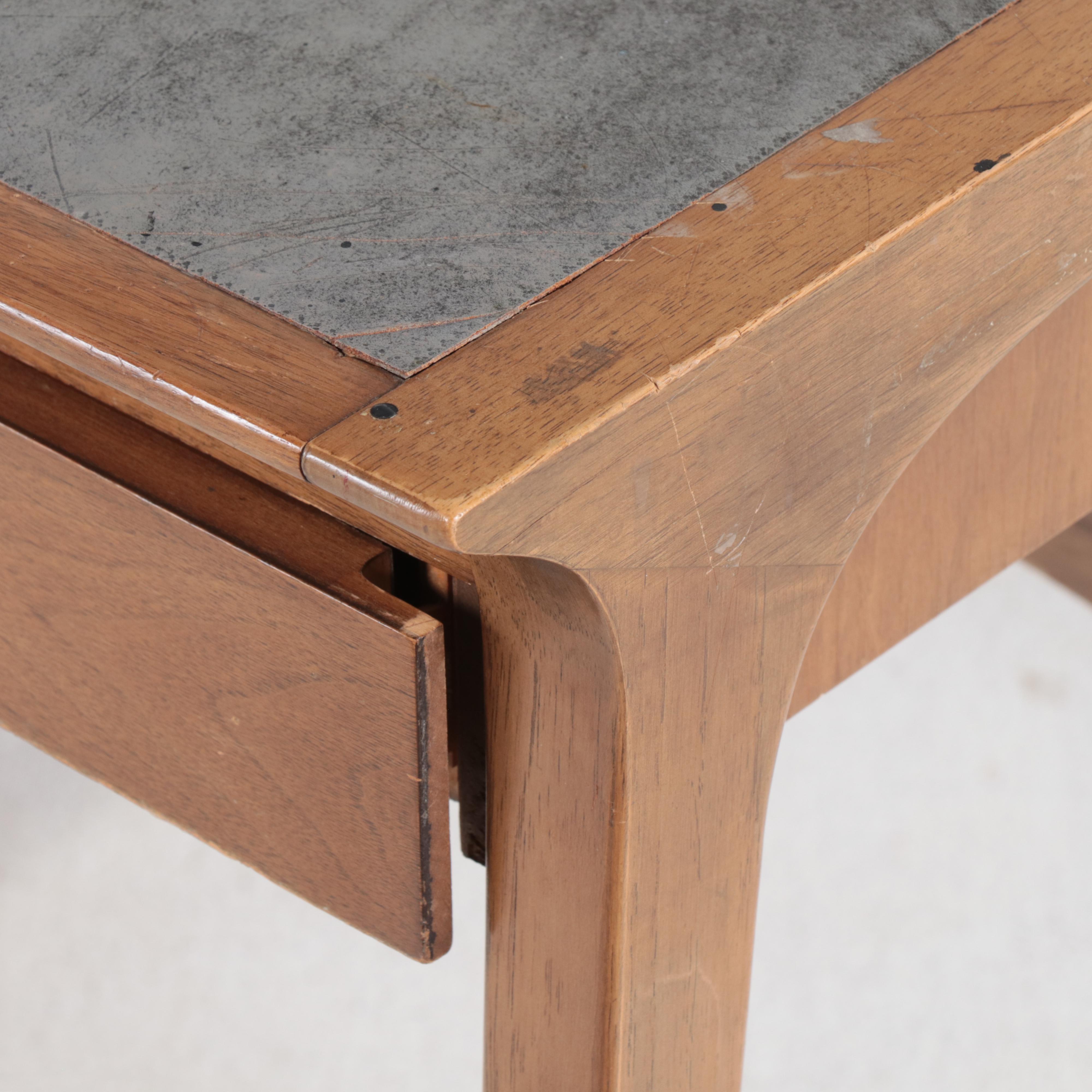 Drexel Profile Mid Century Modern Walnut and Laminate Student Desk