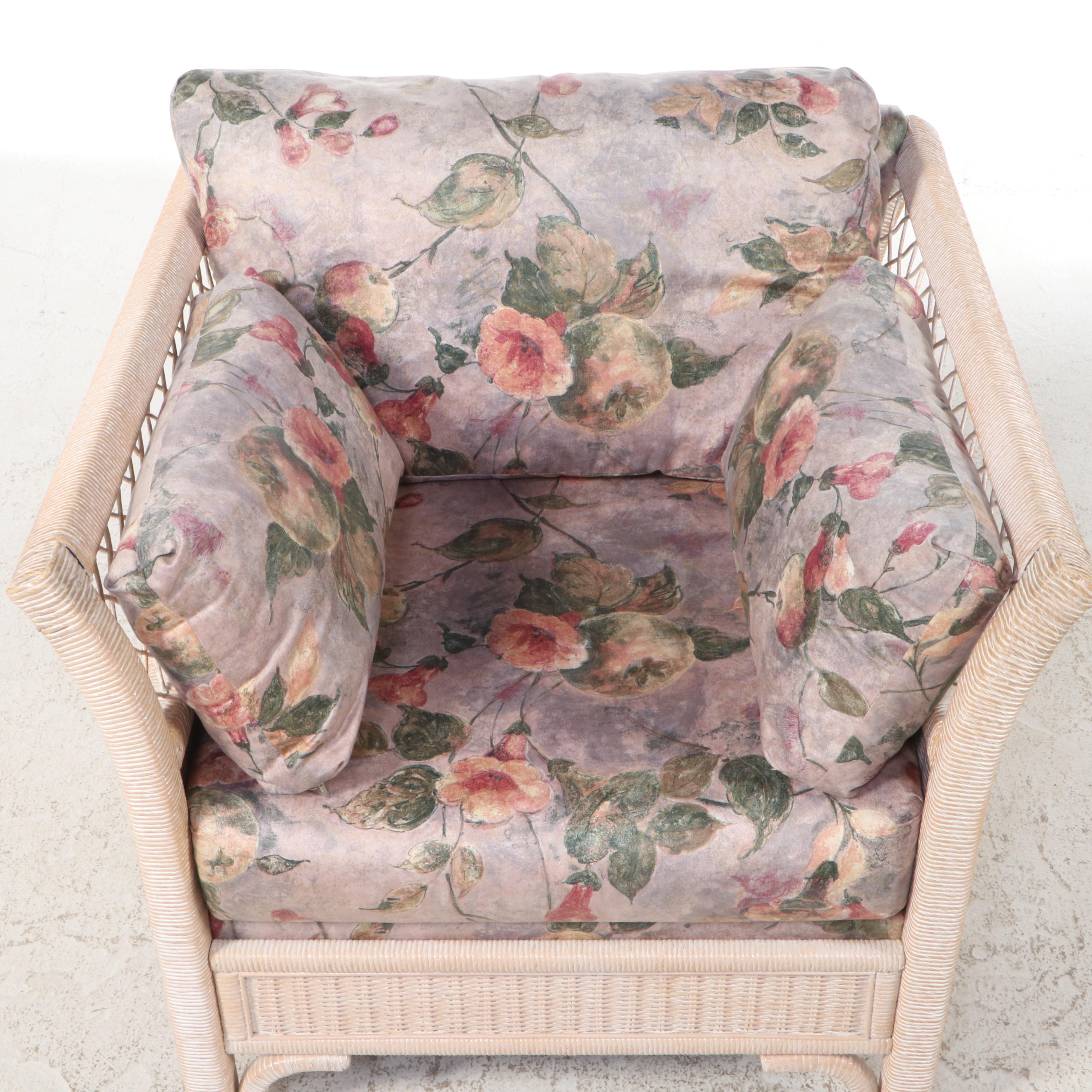 Henry Link/Lexington Furniture Cerused Wicker and CustomUpholstered