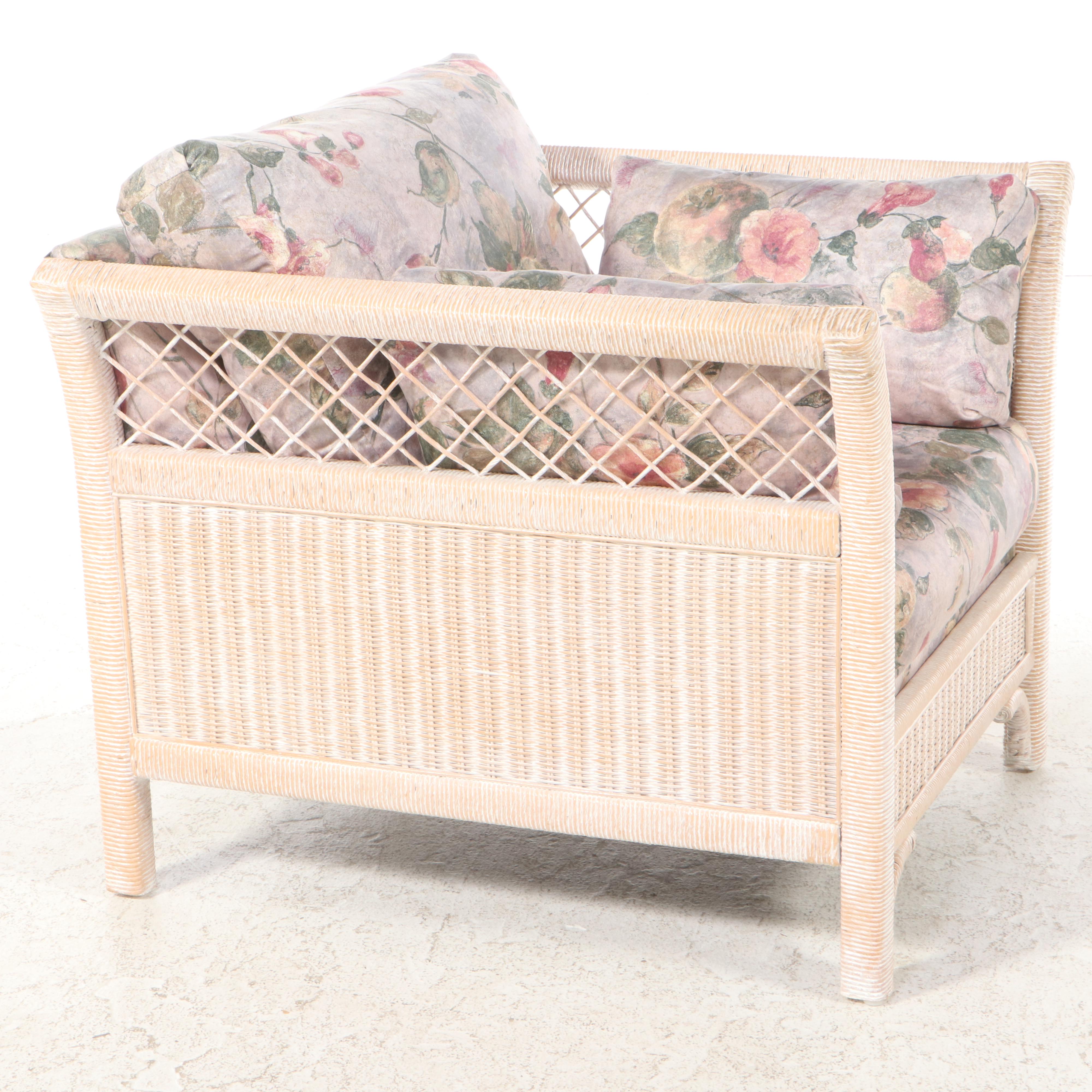 Henry Link/Lexington Furniture Cerused Wicker and Custom-Upholstered ...