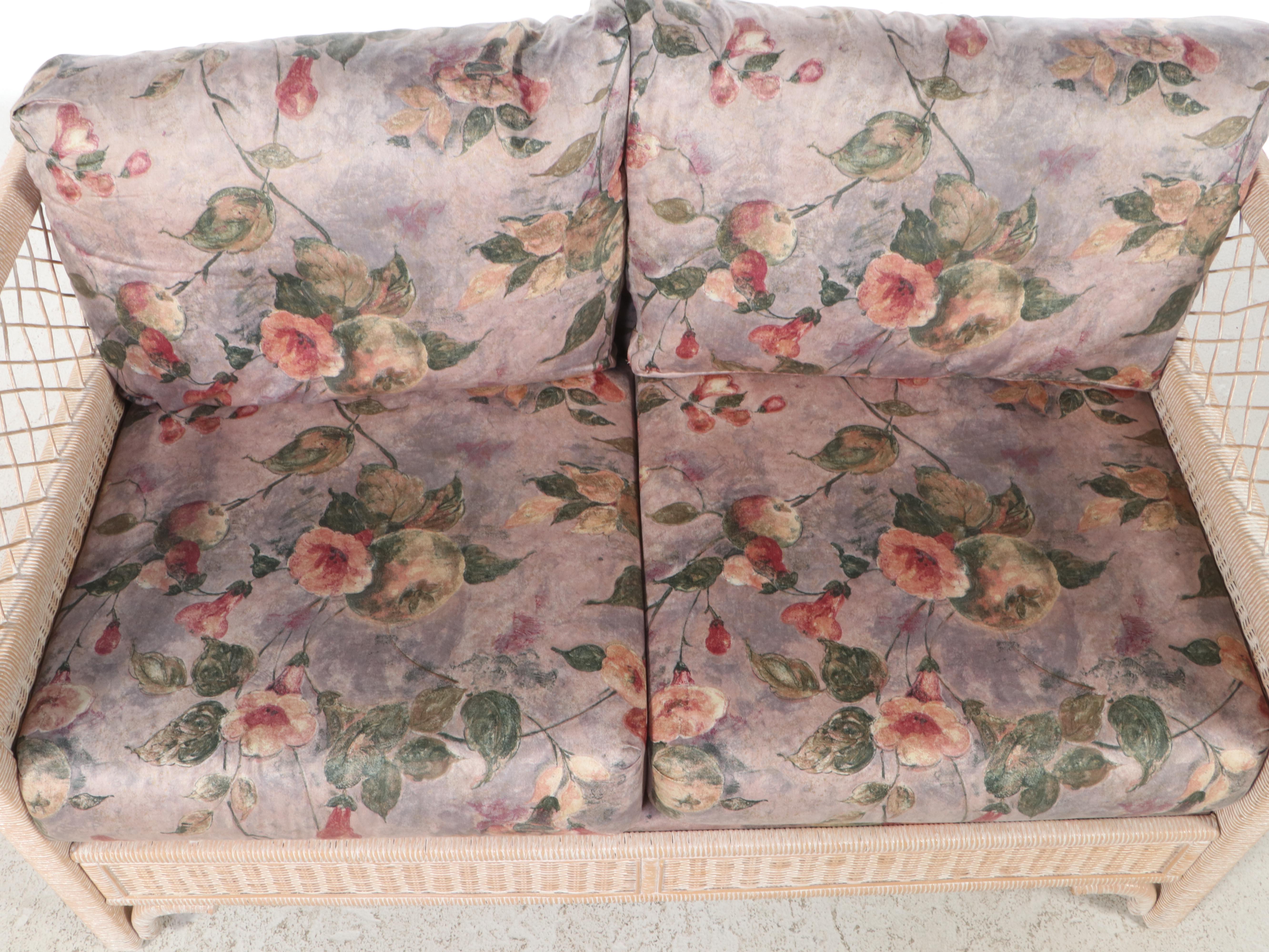 Henry Link/Lexington Furniture Cerused Wicker and CustomUpholstered