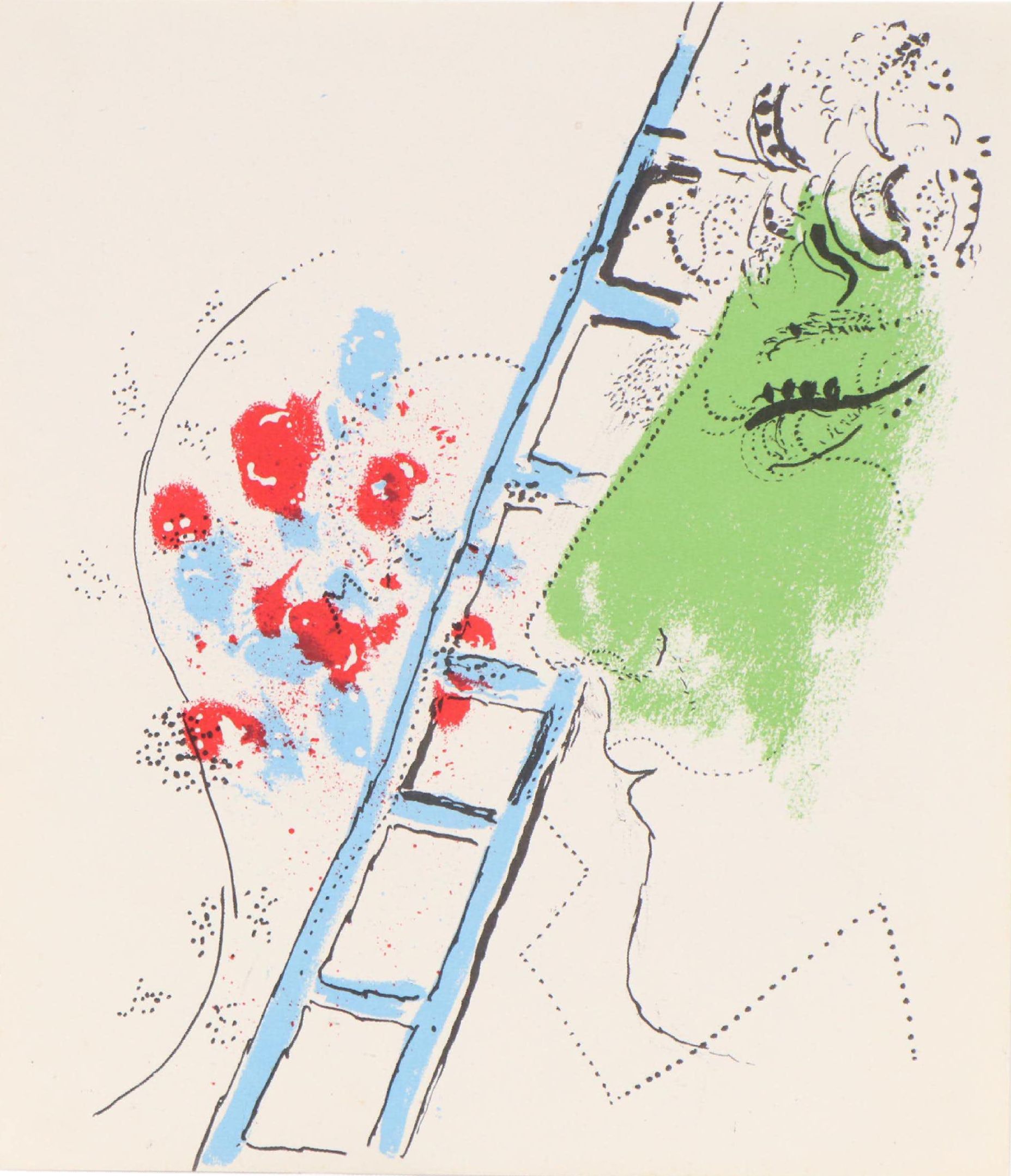 Marc Chagall Lithograph "The Ladder," 1957
