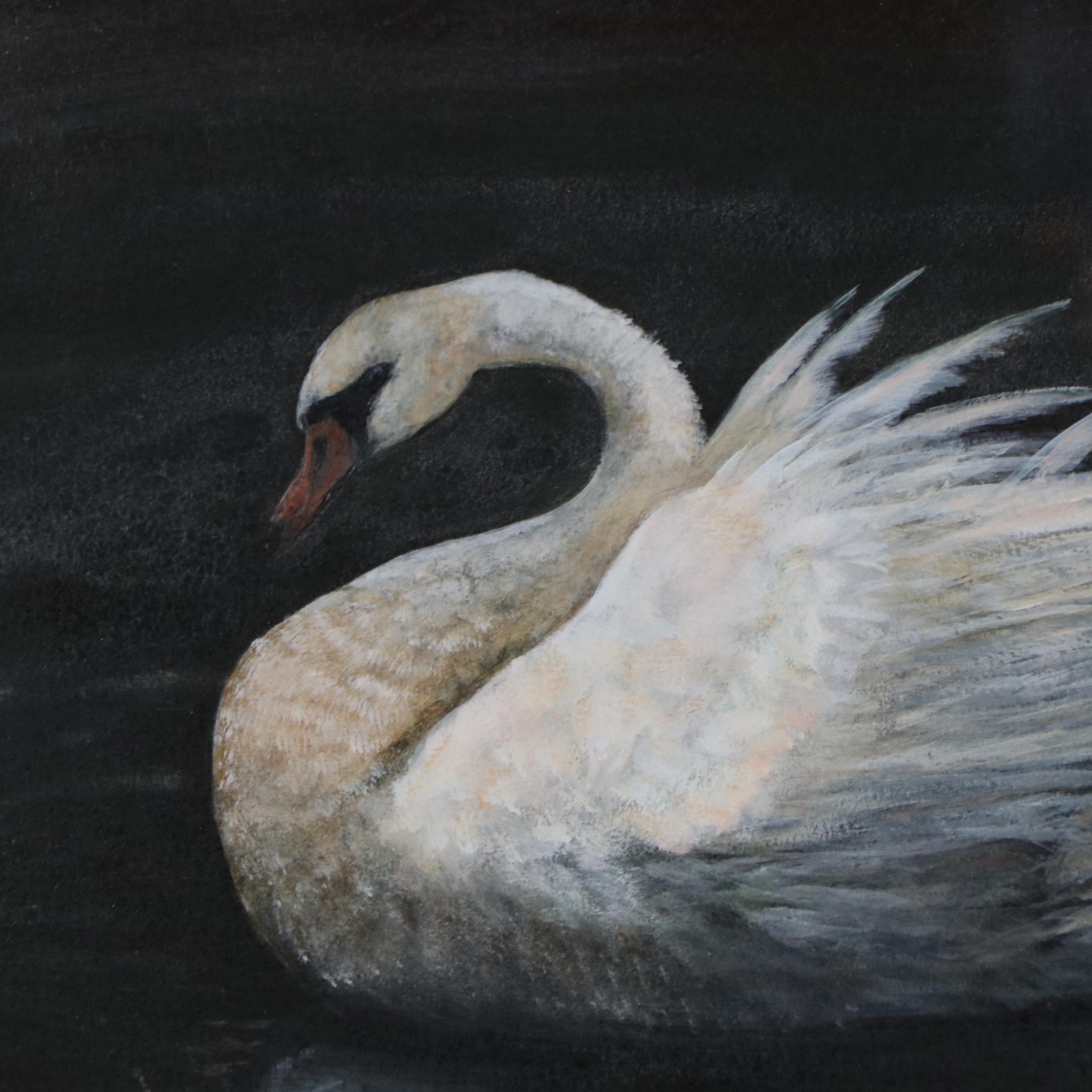 Gisela Tory Gouache Painting of Swan