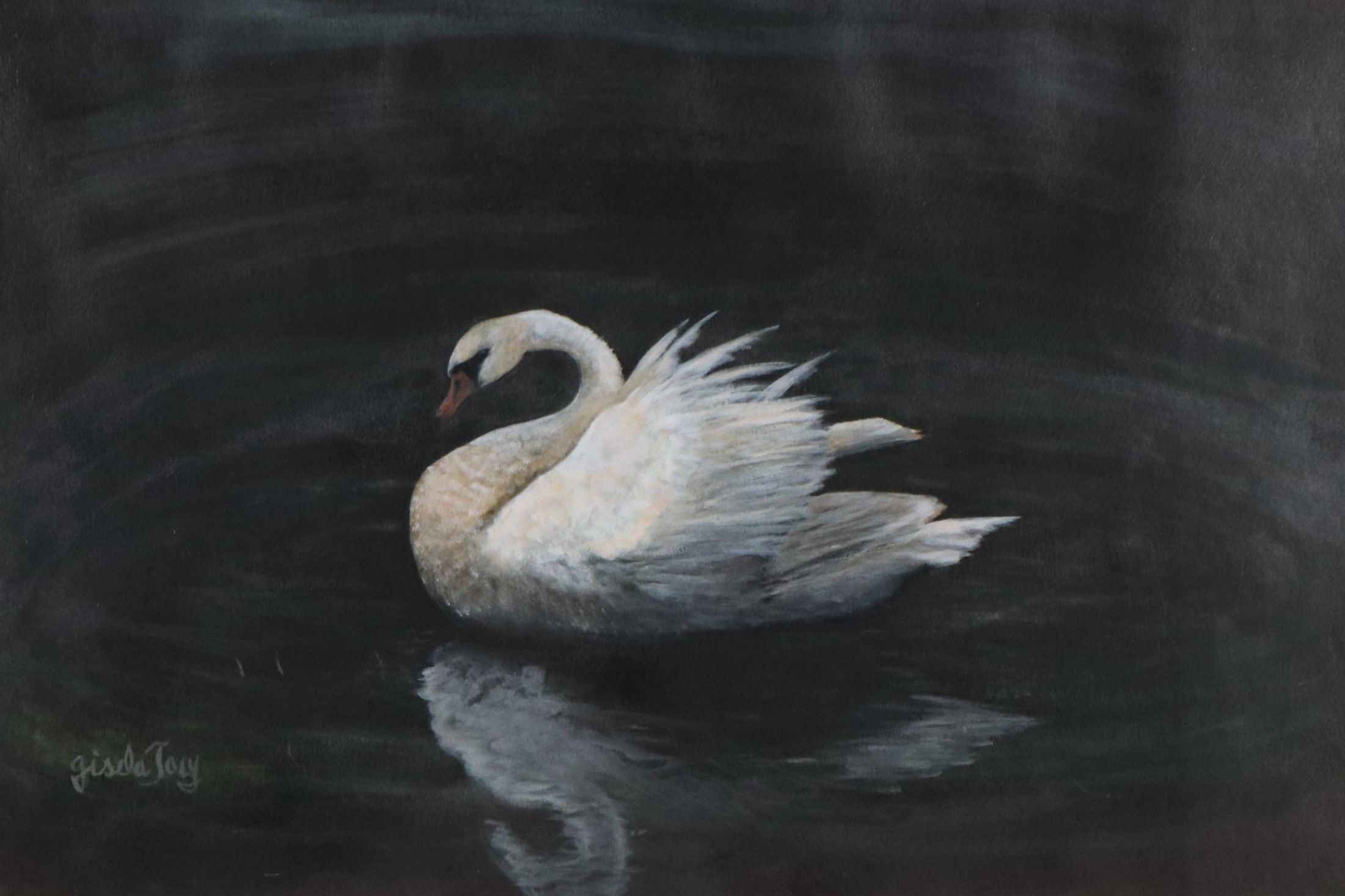 Gisela Tory Gouache Painting of Swan