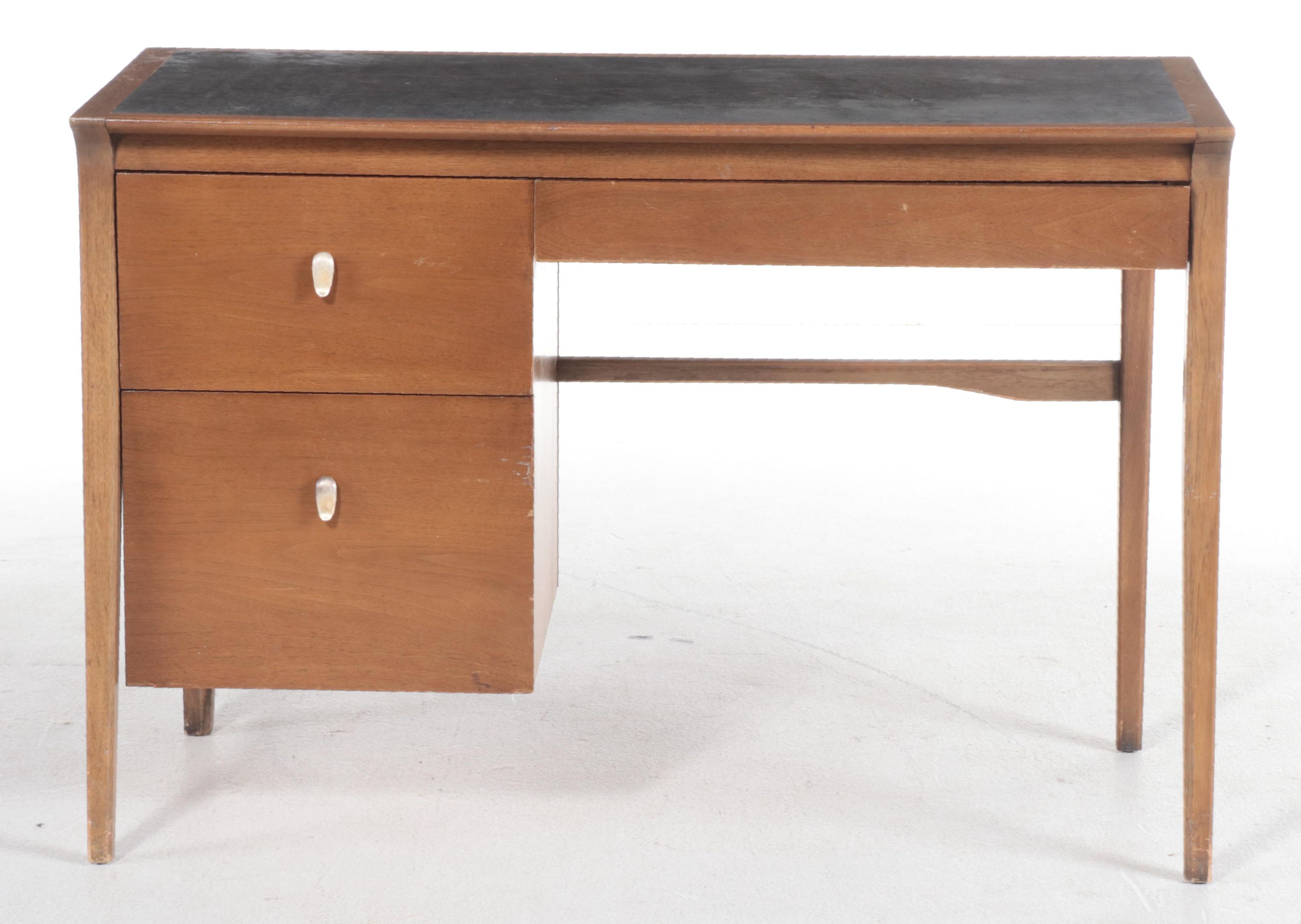 Drexel Profile Mid Century Modern Walnut and Laminate Student Desk