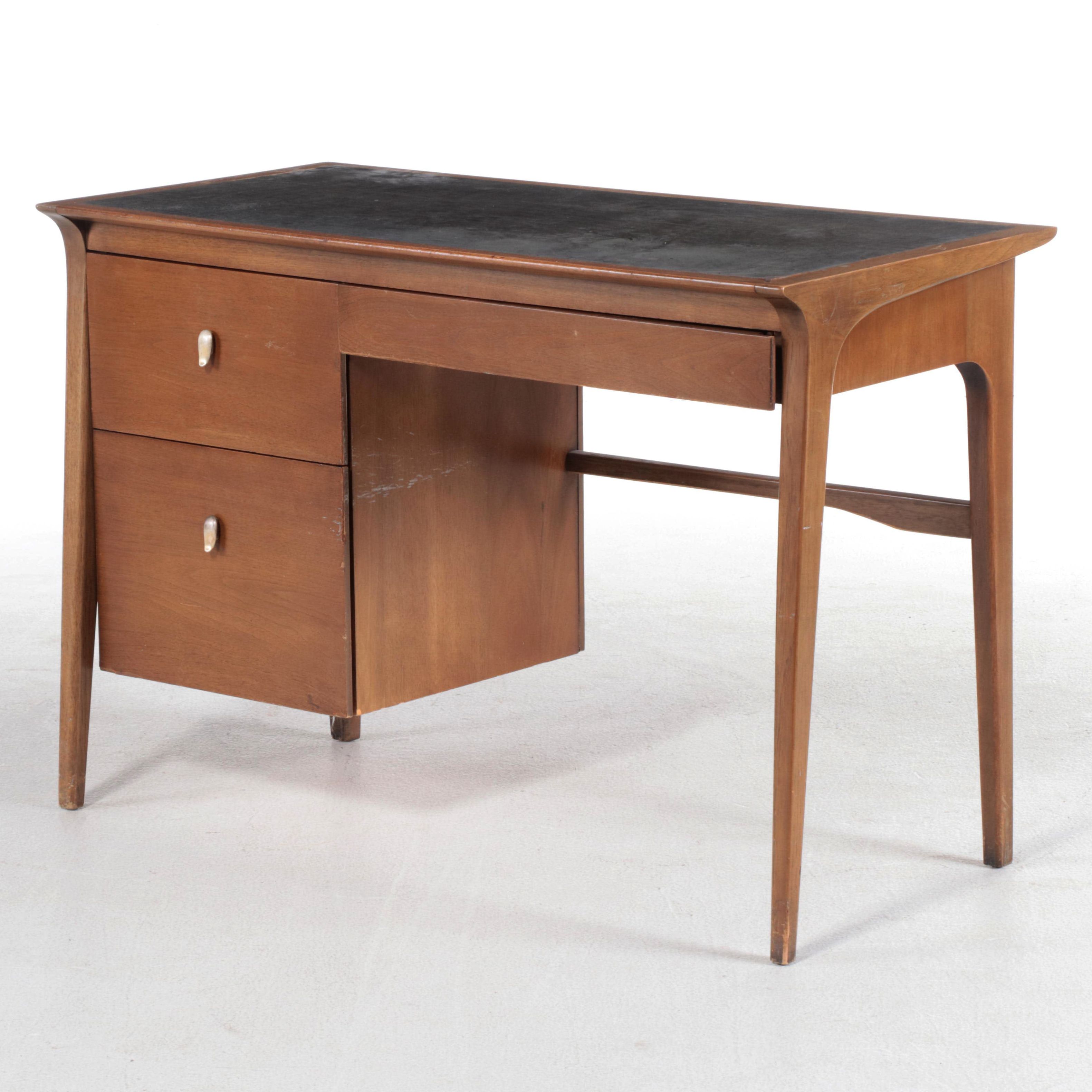Drexel Profile Mid Century Modern Walnut and Laminate Student Desk