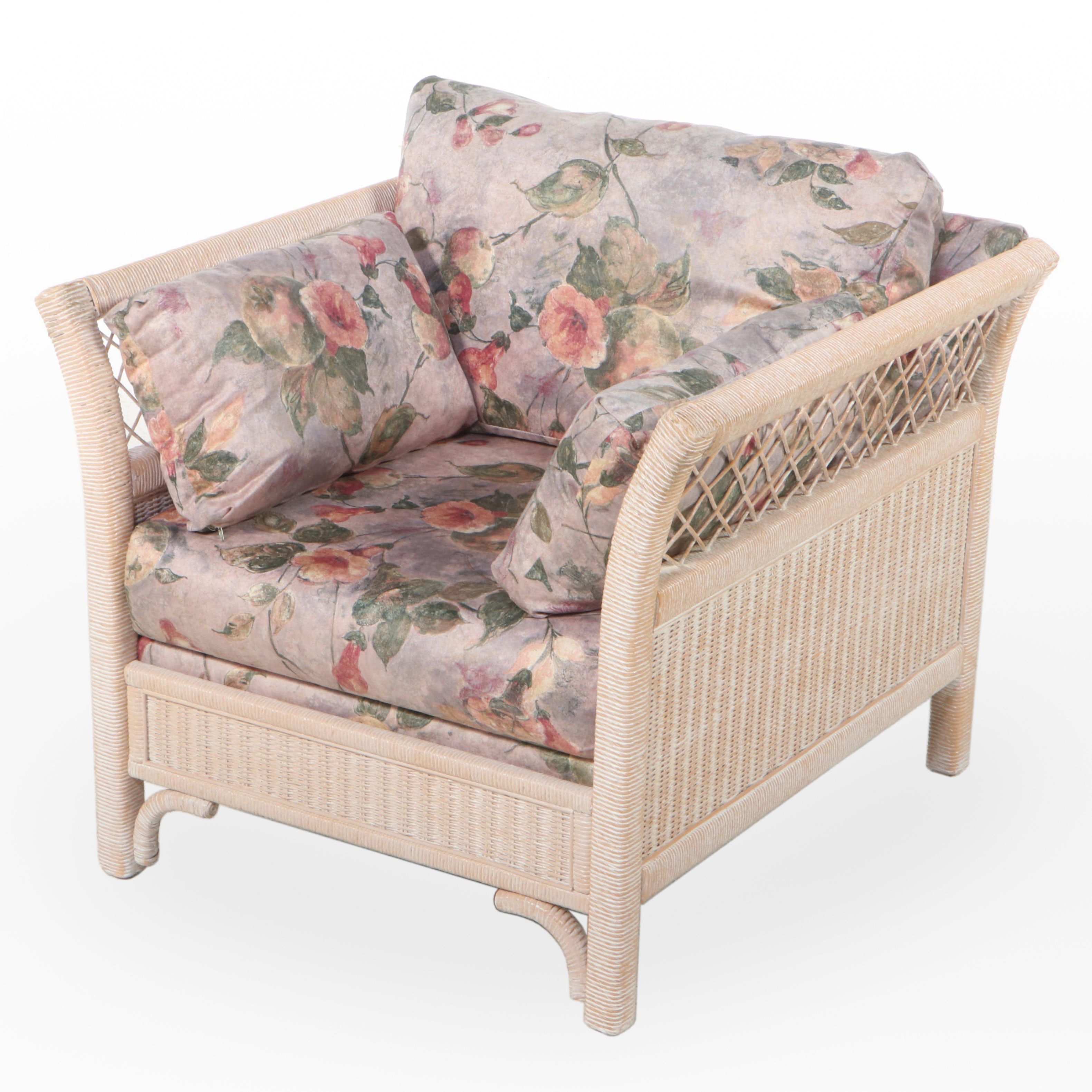 Henry Link/Lexington Furniture Cerused Wicker and CustomUpholstered