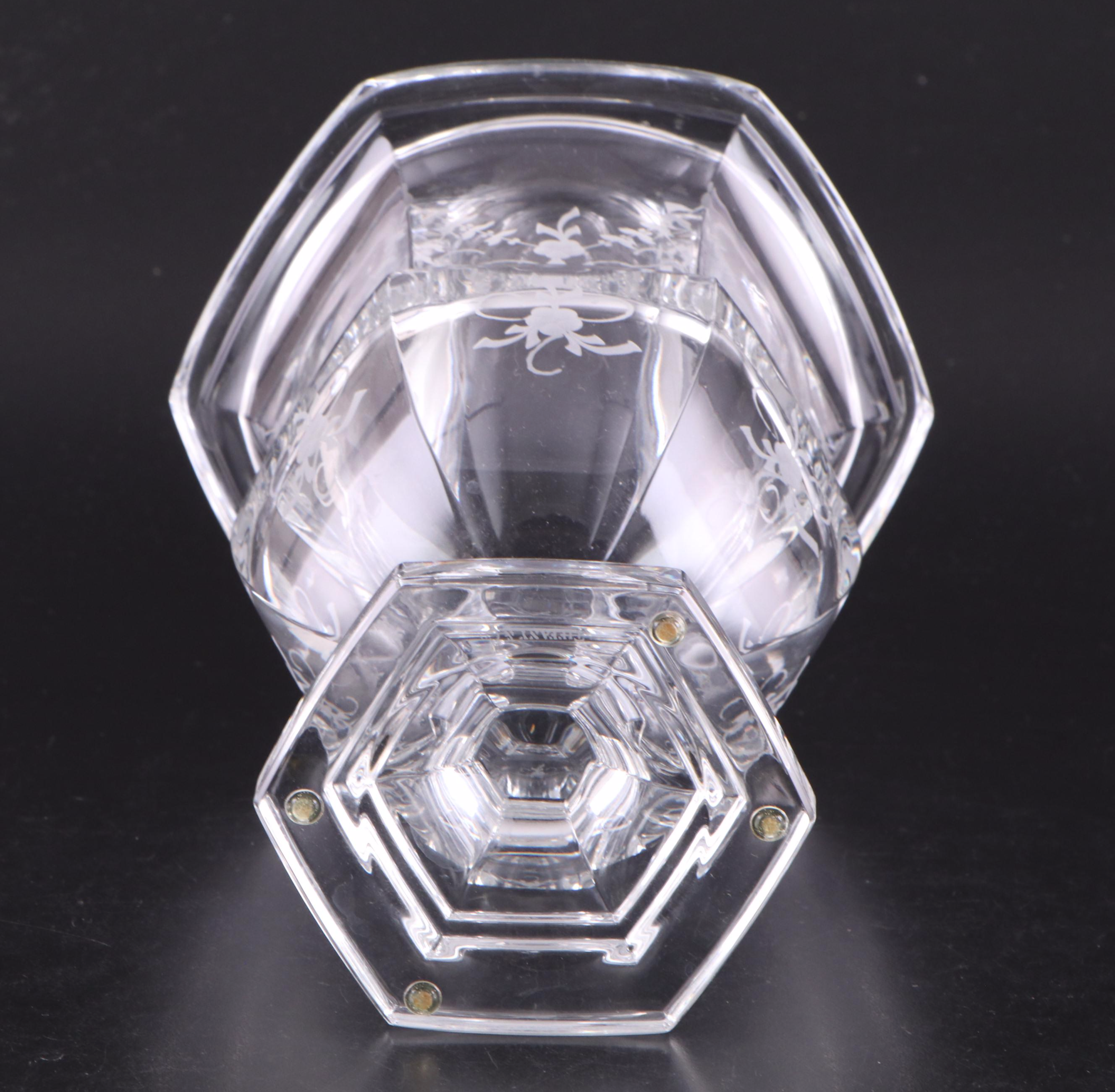 Tiffany & Co. "Biedermeier" Urn Shaped Etched Crystal Vase