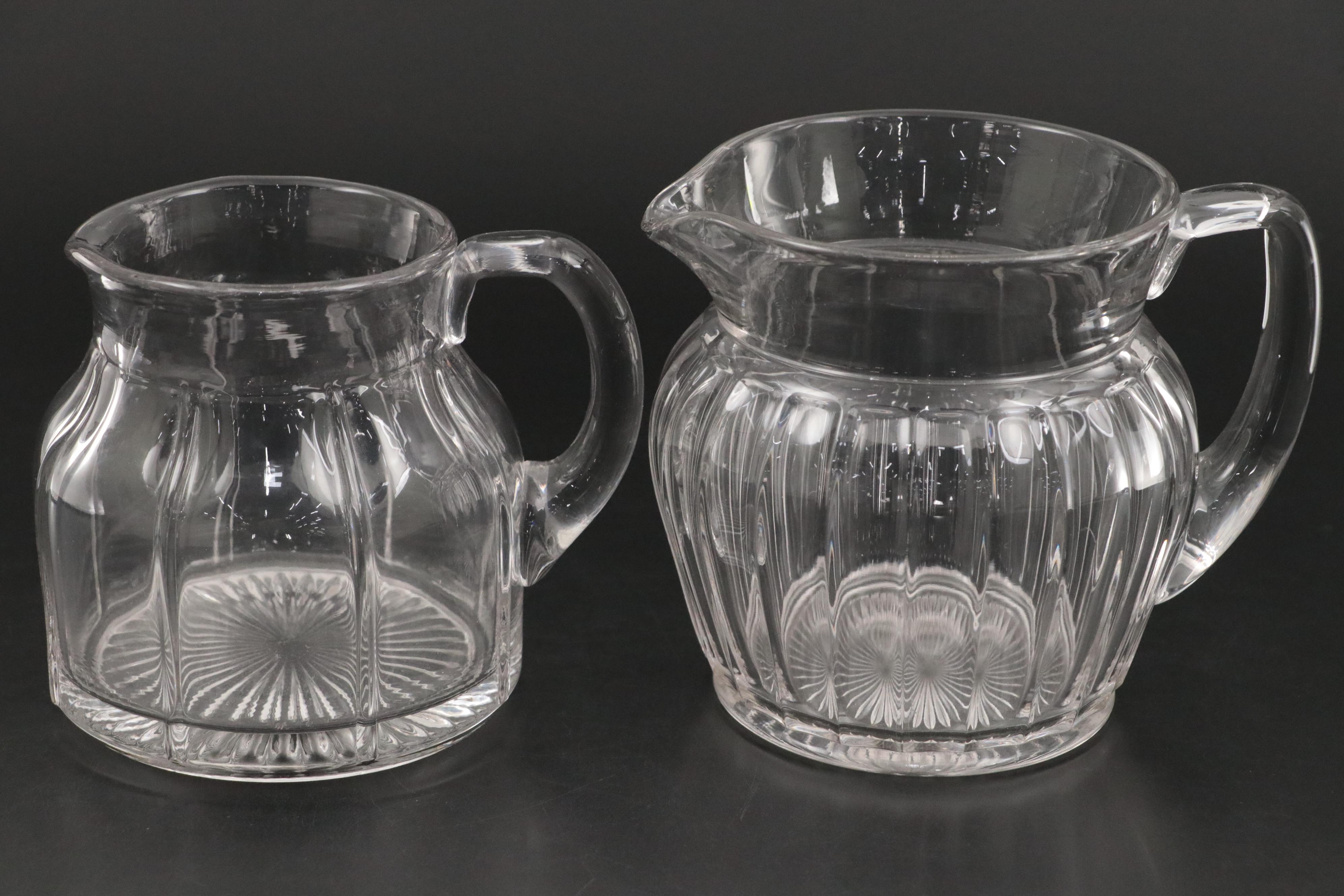 Heisey "Colonial", "Narrow Flute", and "Rib and Panel" Crystal Pitchers