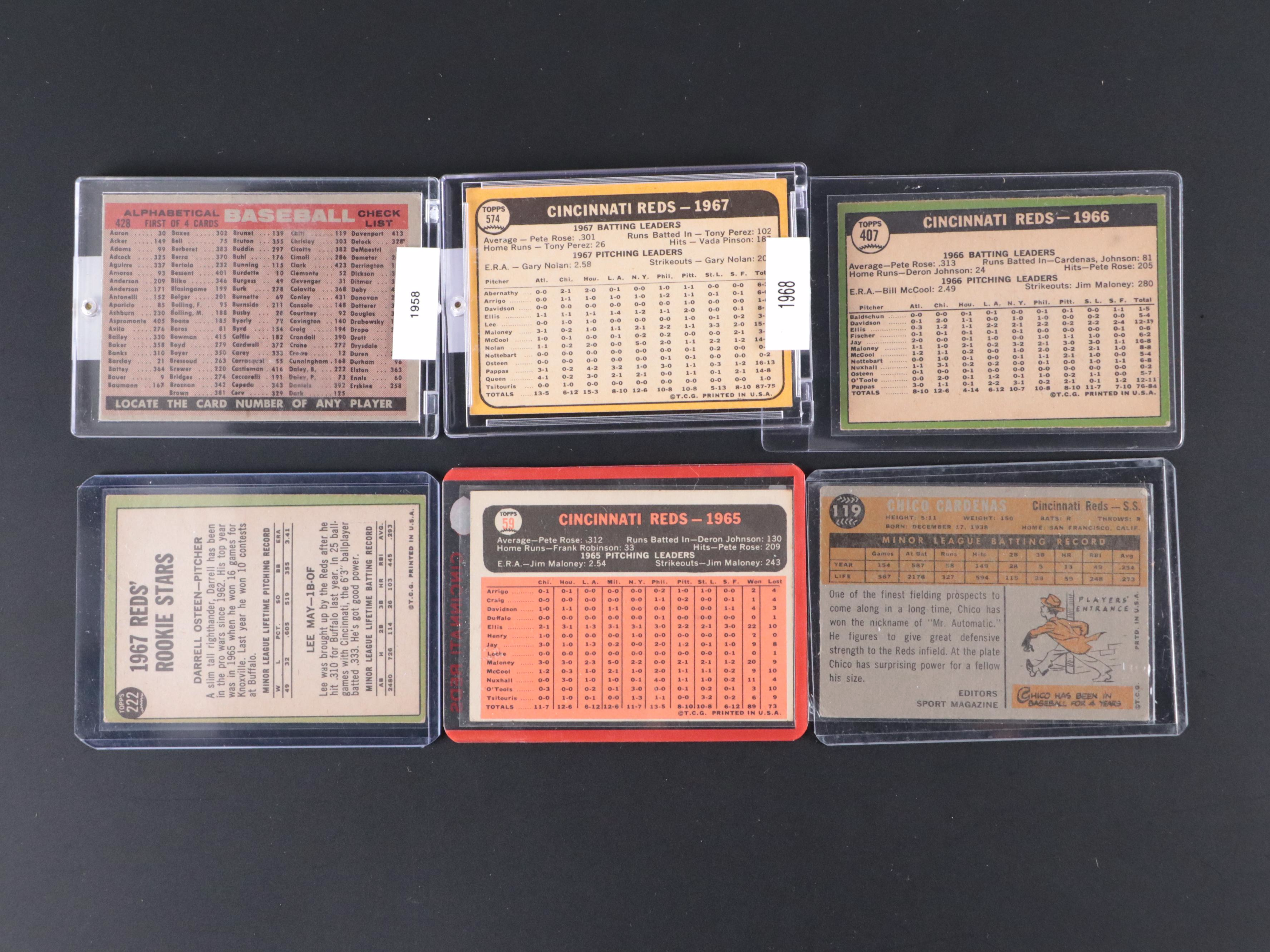 Cincinnati Reds Baseball Cards with Nuxhall, Kluszewski, and More, 1950s-1960s