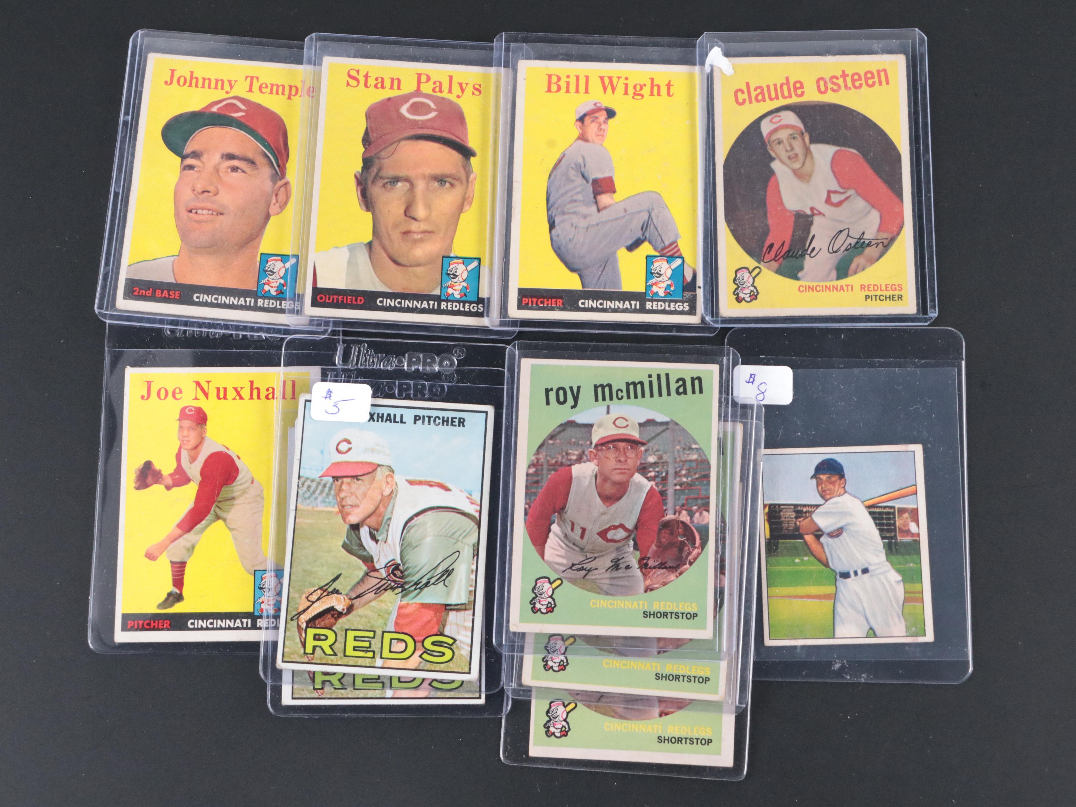Cincinnati Reds Baseball Cards with Nuxhall, Kluszewski, and More, 1950s-1960s