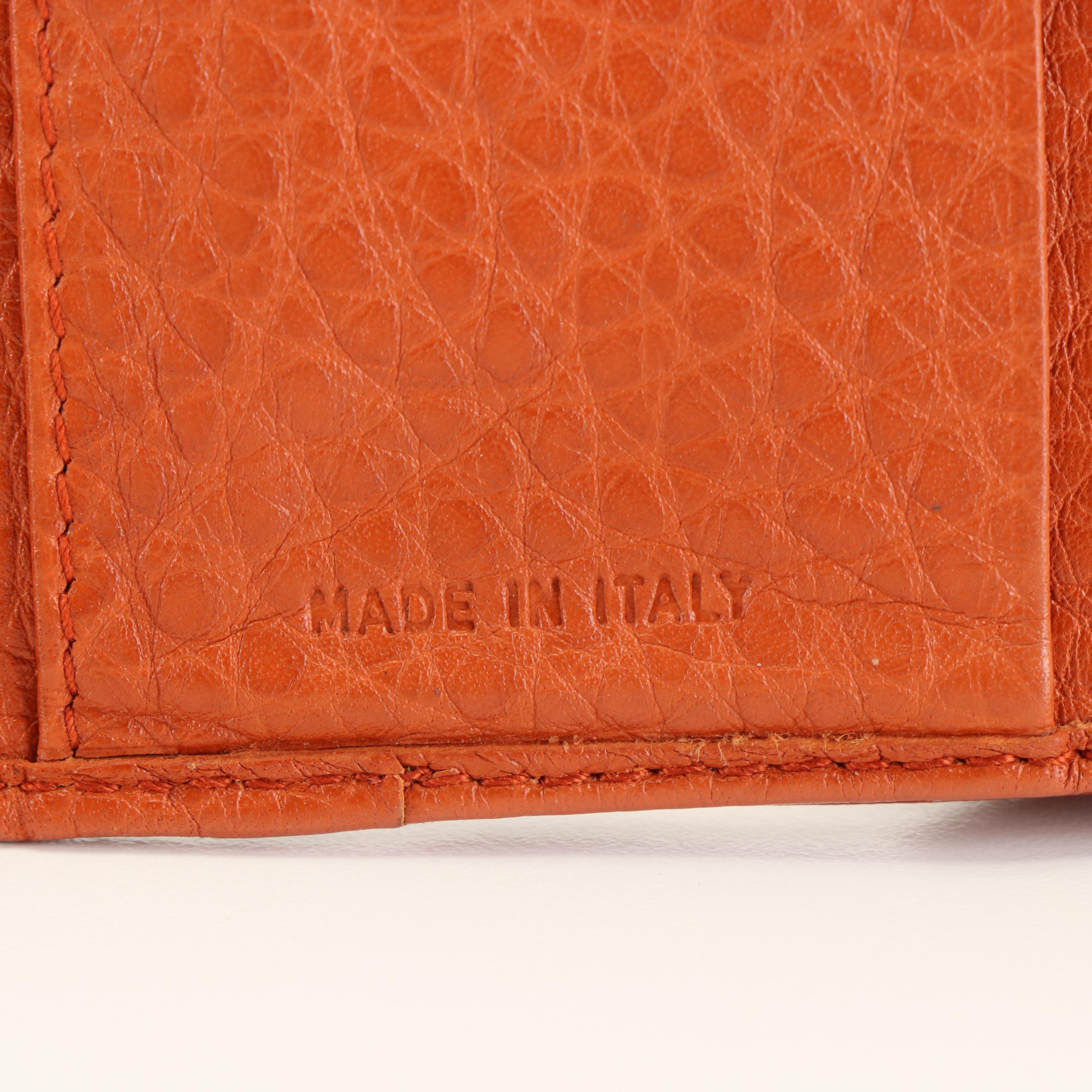 Prada Vitello Grain Burnt Orange Leather Bifold Wallet